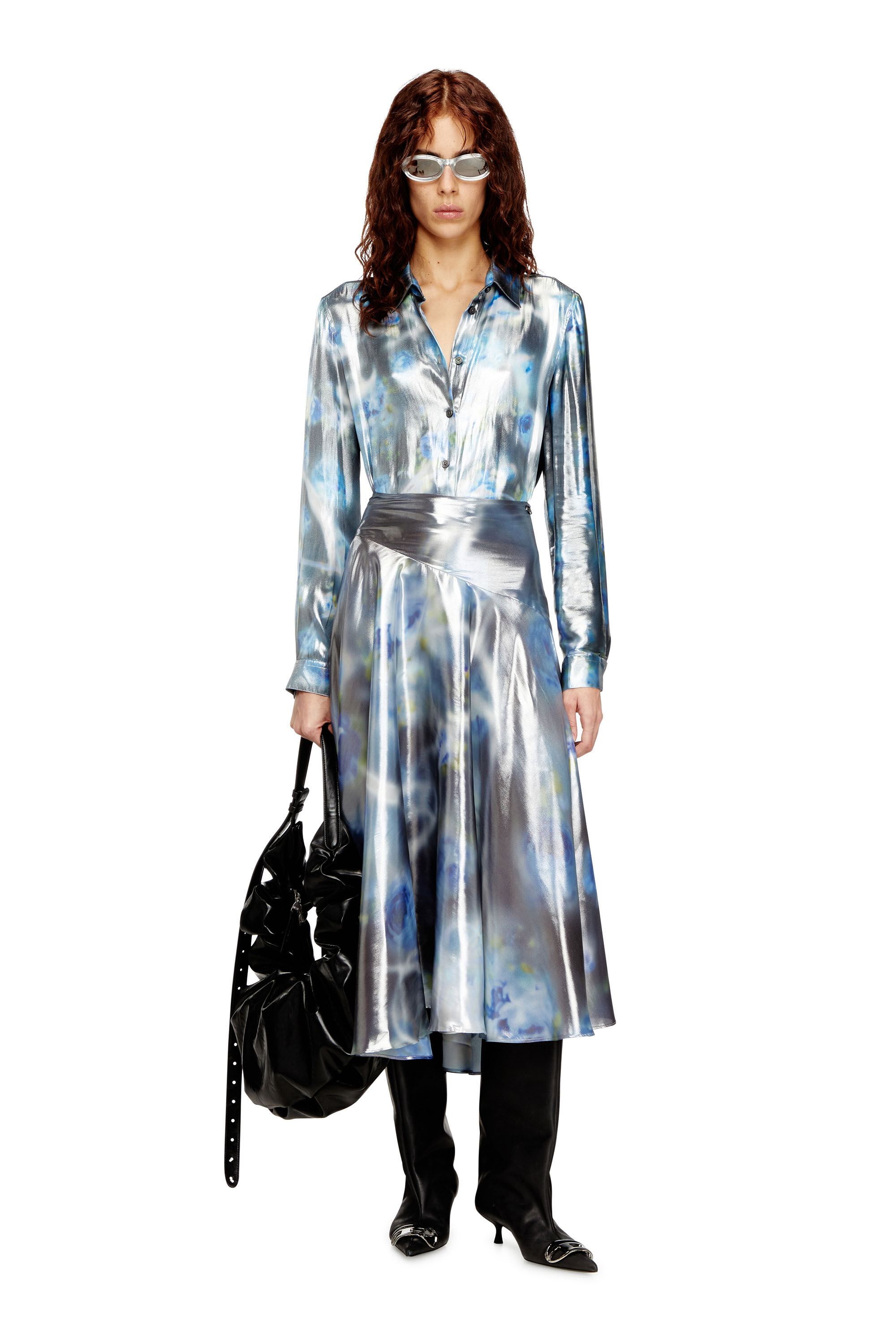 Diesel - O-ZULIE-S2, Female's ミディスカート in ブルー/ブラック - 1