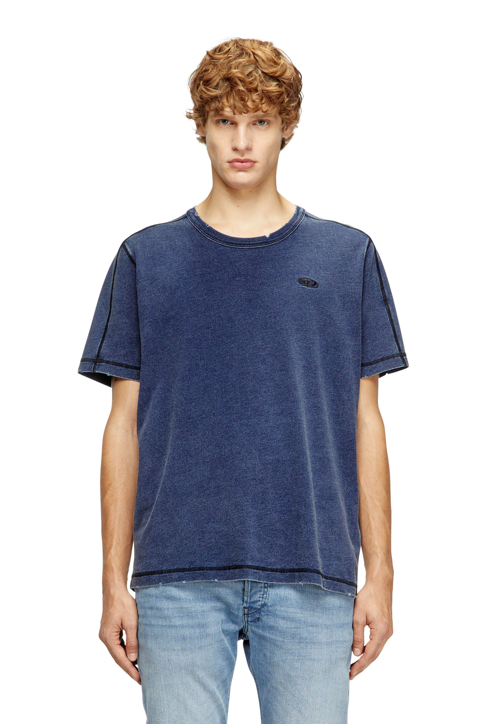 Diesel - T-ADJIND-NEW, Male's Tシャツ in ブルー - 3