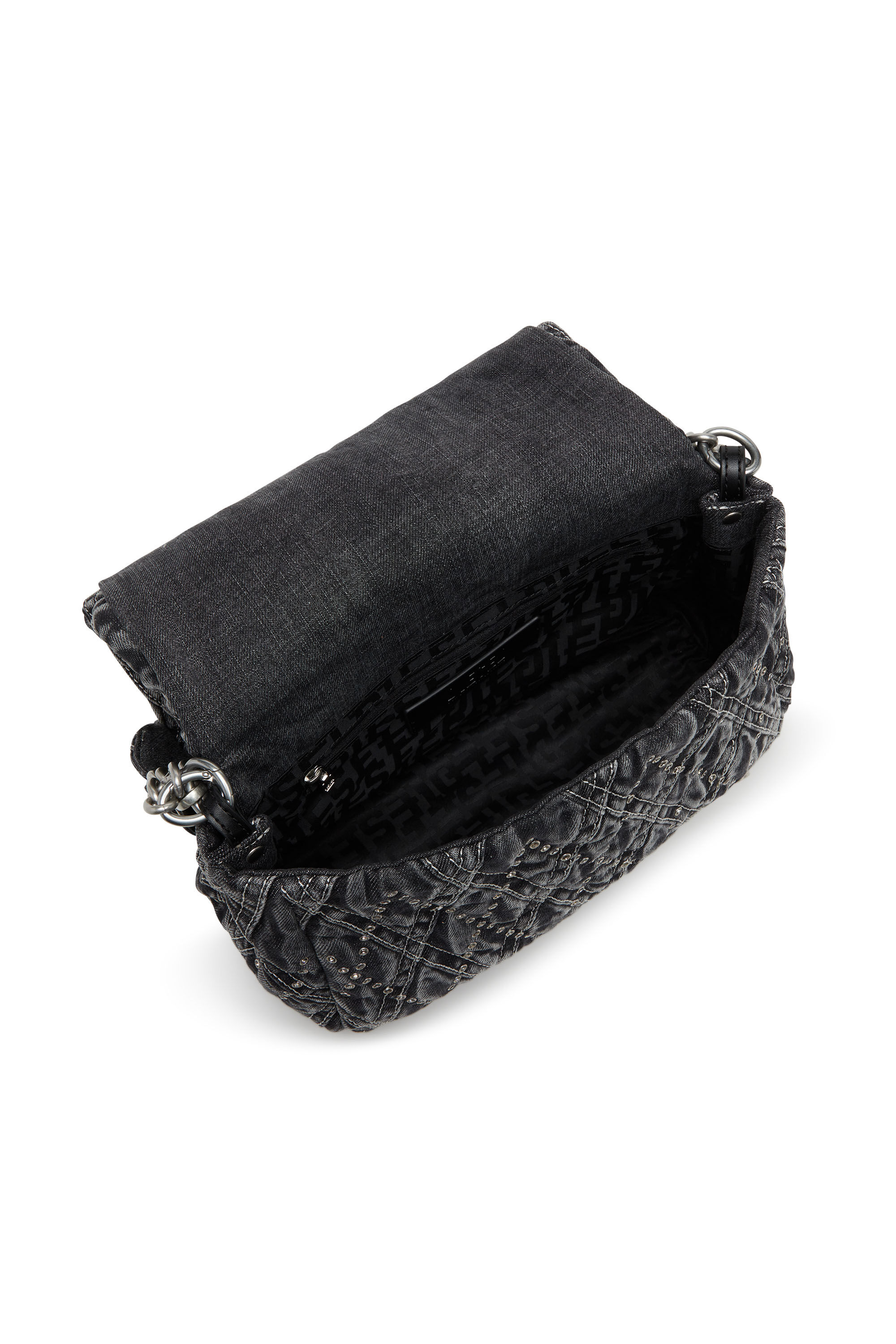 Diesel - CHARM-D SHOULDER M, Female's デニムショルダーバッグM in ブラック - 5