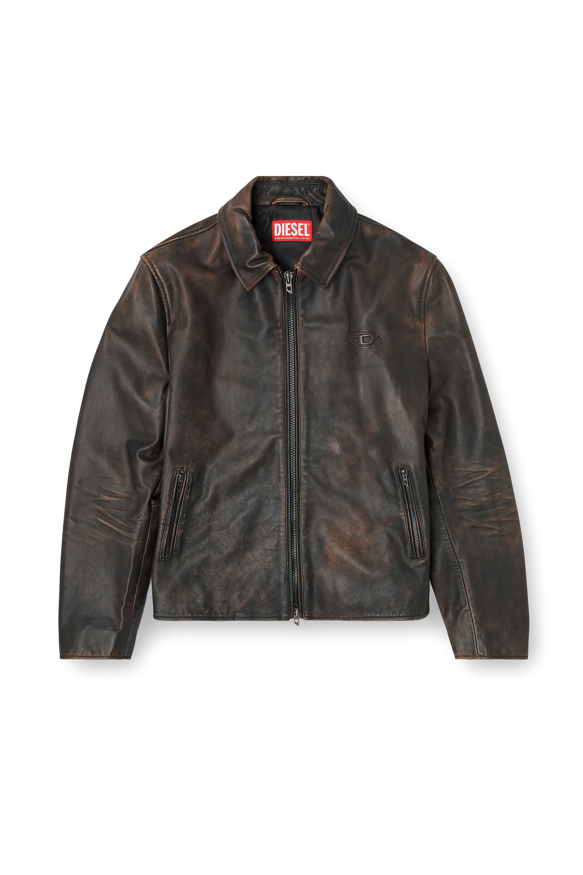 L-AMAR-WRD レザーコーチジャケット｜ブラウン｜メンズ｜DIESEL