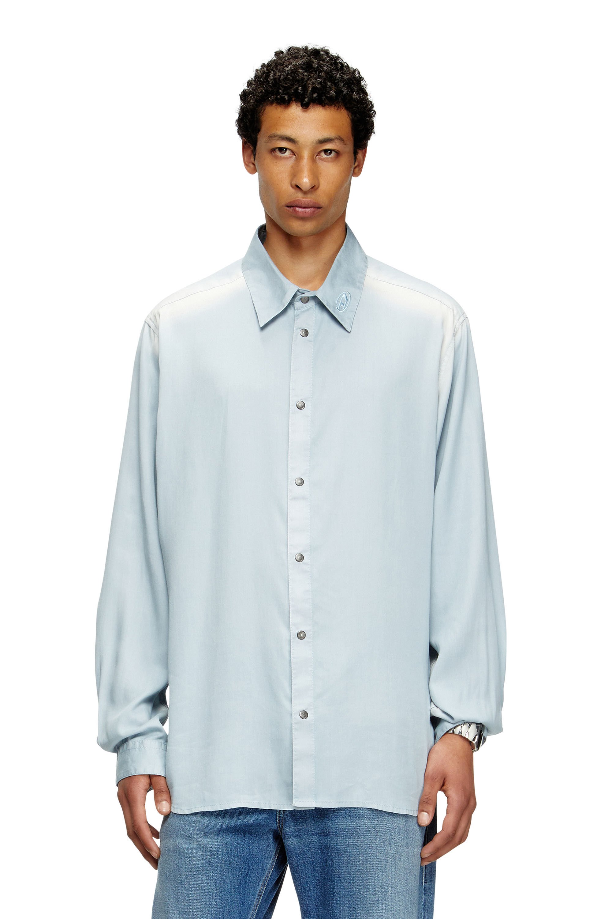 Diesel - S-SIMPLY-JLCI, Male's Shirt in faded twill in ライトブルー - 3
