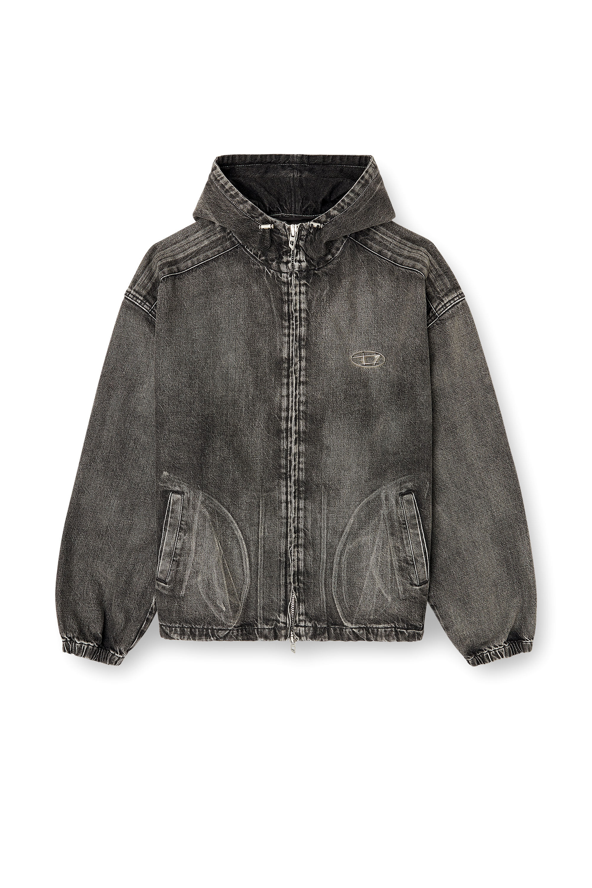 THUGJACK Hooded jacket in faded denim｜ブラック｜ウィメンズ｜DIESEL