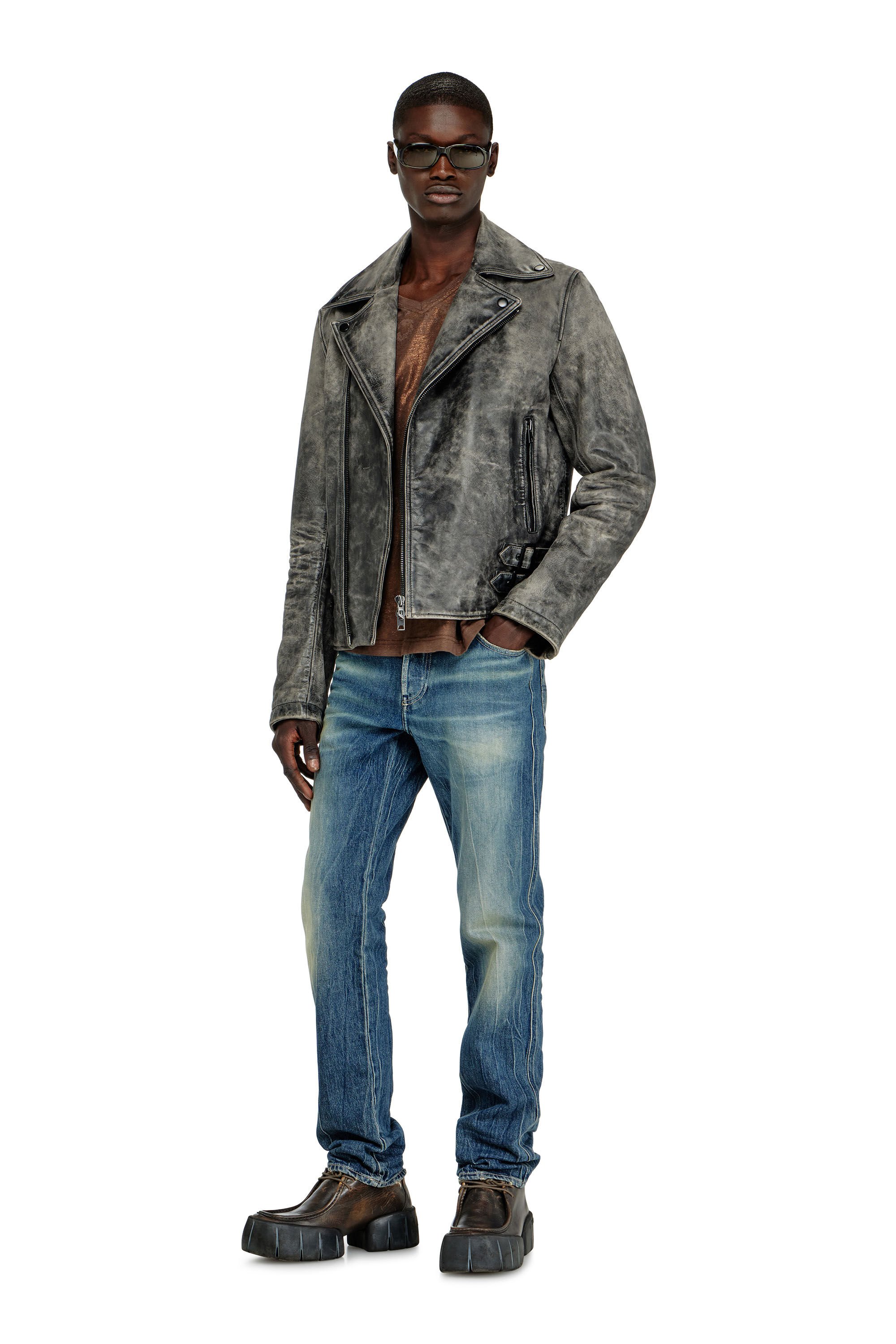 Diesel - L-EON-CJCM, Male's レザージャケット in ダークグレー - 1