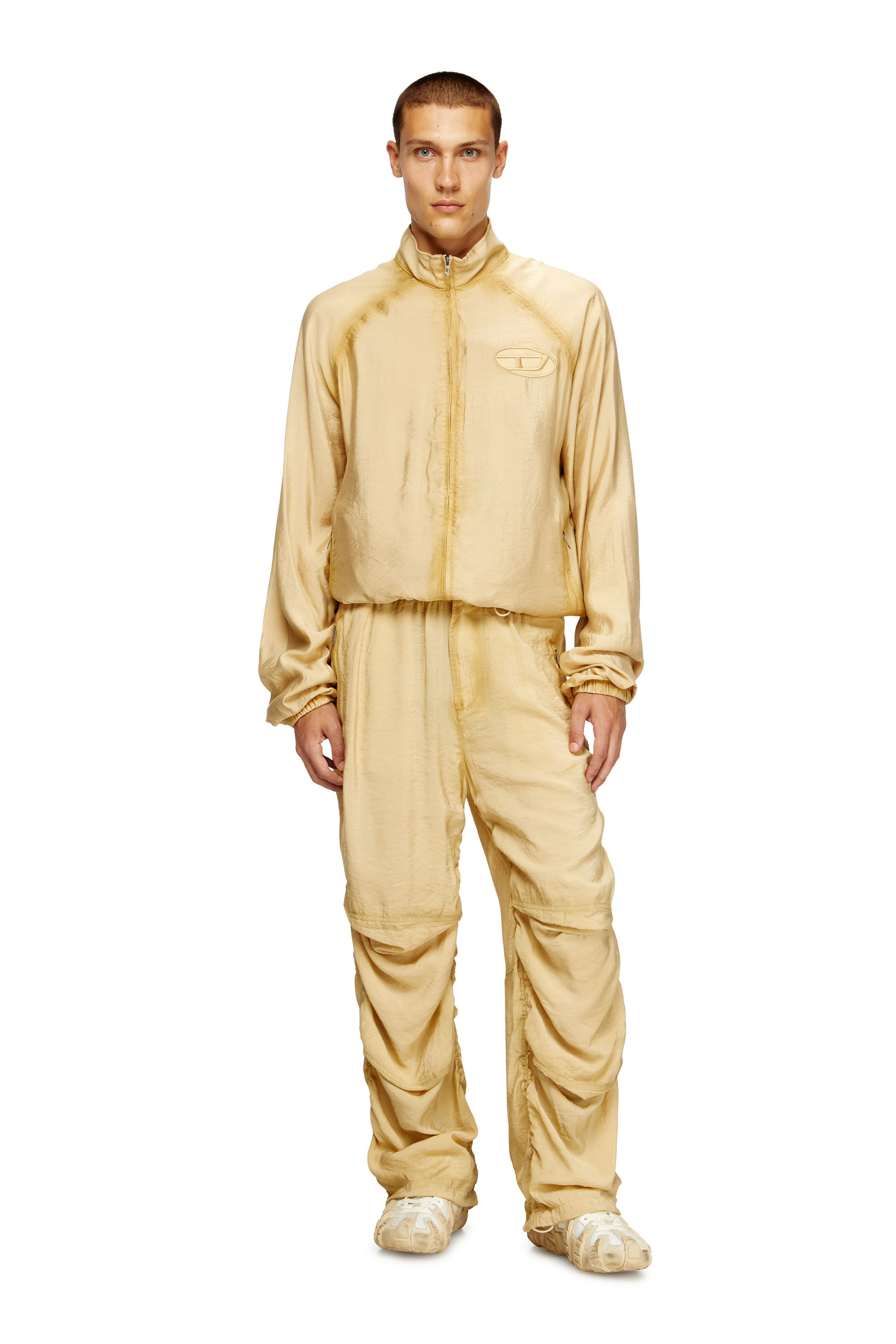 Diesel - P-DAILY, Male's Utility pants in light, crinkled fabric in ベージュ - 3