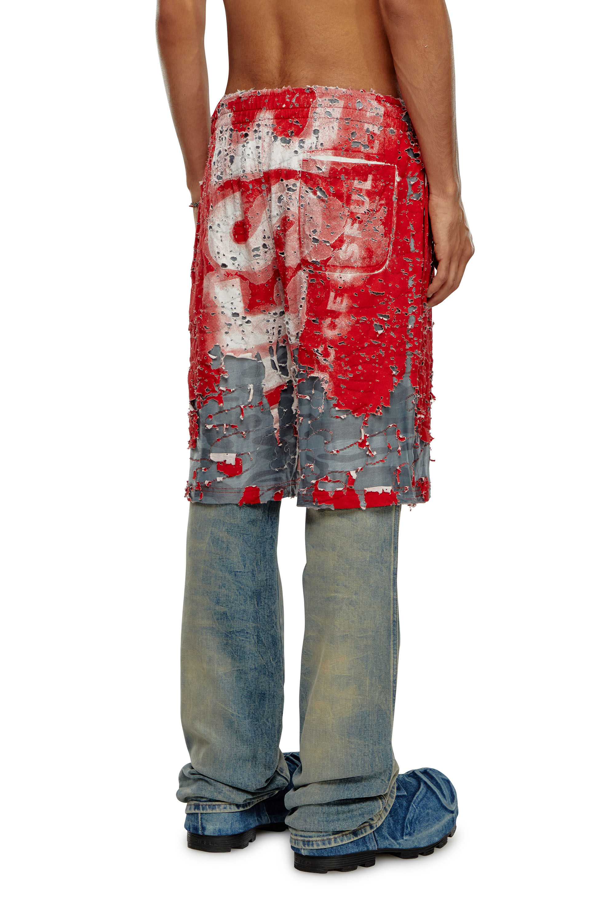 P-EEL Logo shorts in destroyed jersey｜マルチカラー｜メンズ｜DIESEL