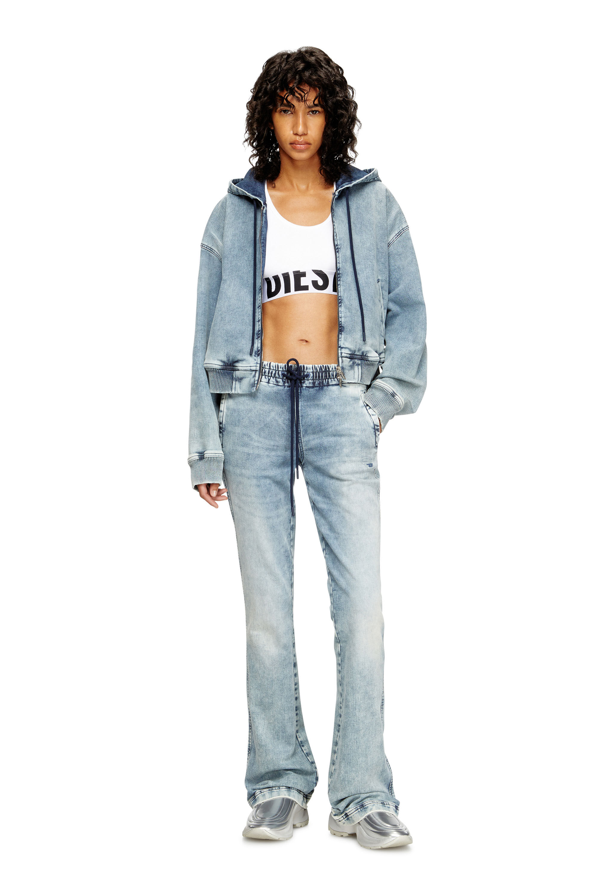 Diesel - UFSB-COTTON-RACE-BRALETTE-XL, Female's Sports bra with cut-off logo in ホワイト - 5