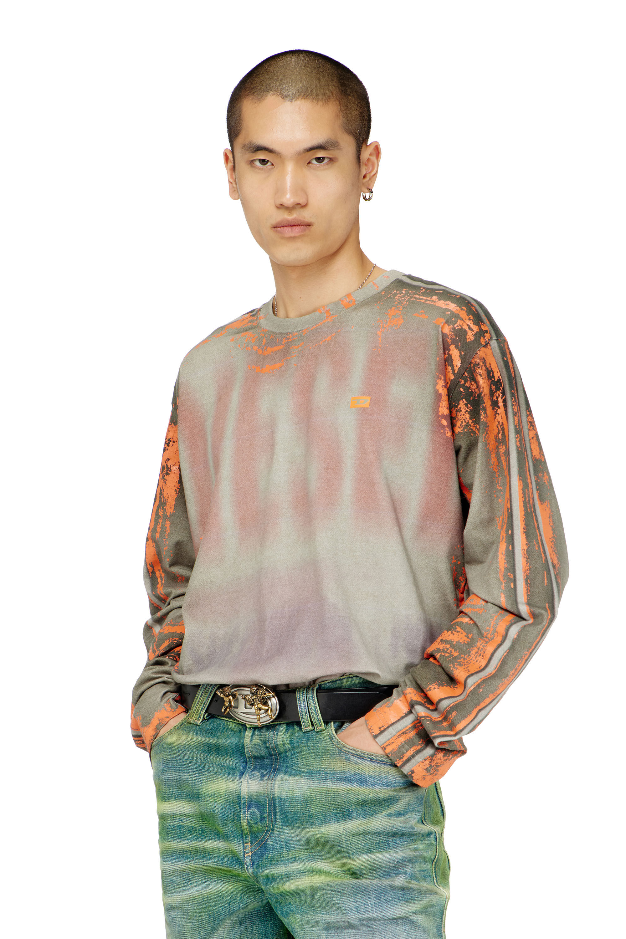 Diesel - T-FILMY, Male's Long-sleeve T-shirt in cracked jersey in null - 2