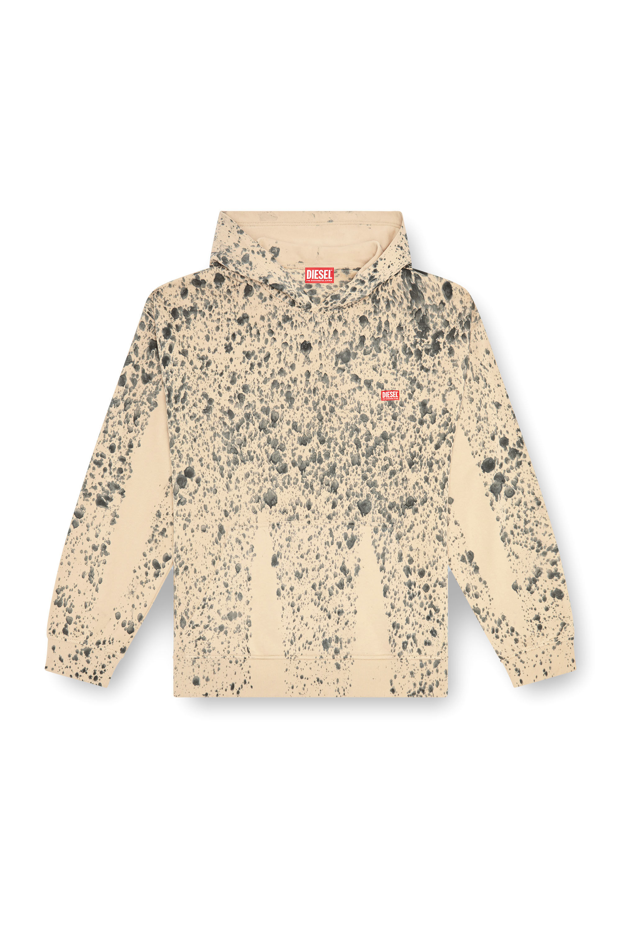 S-BOXT-HOOD-K1 Treated hoodie with raindrop effect｜ベージュ｜メンズ｜DIESEL