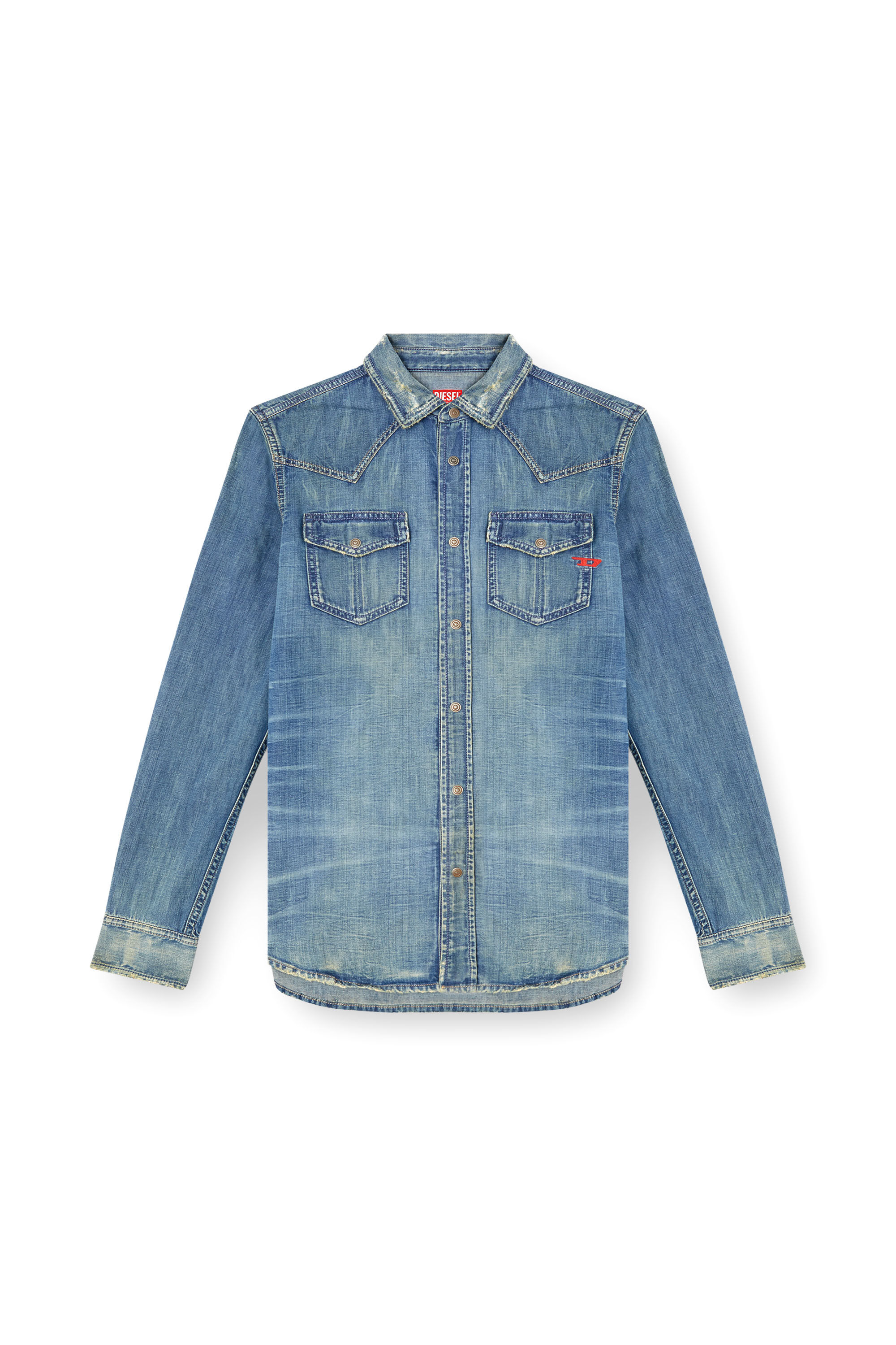 Diesel - D-VEGA, Male's Denim overshirt in ミディアムブルー - 2