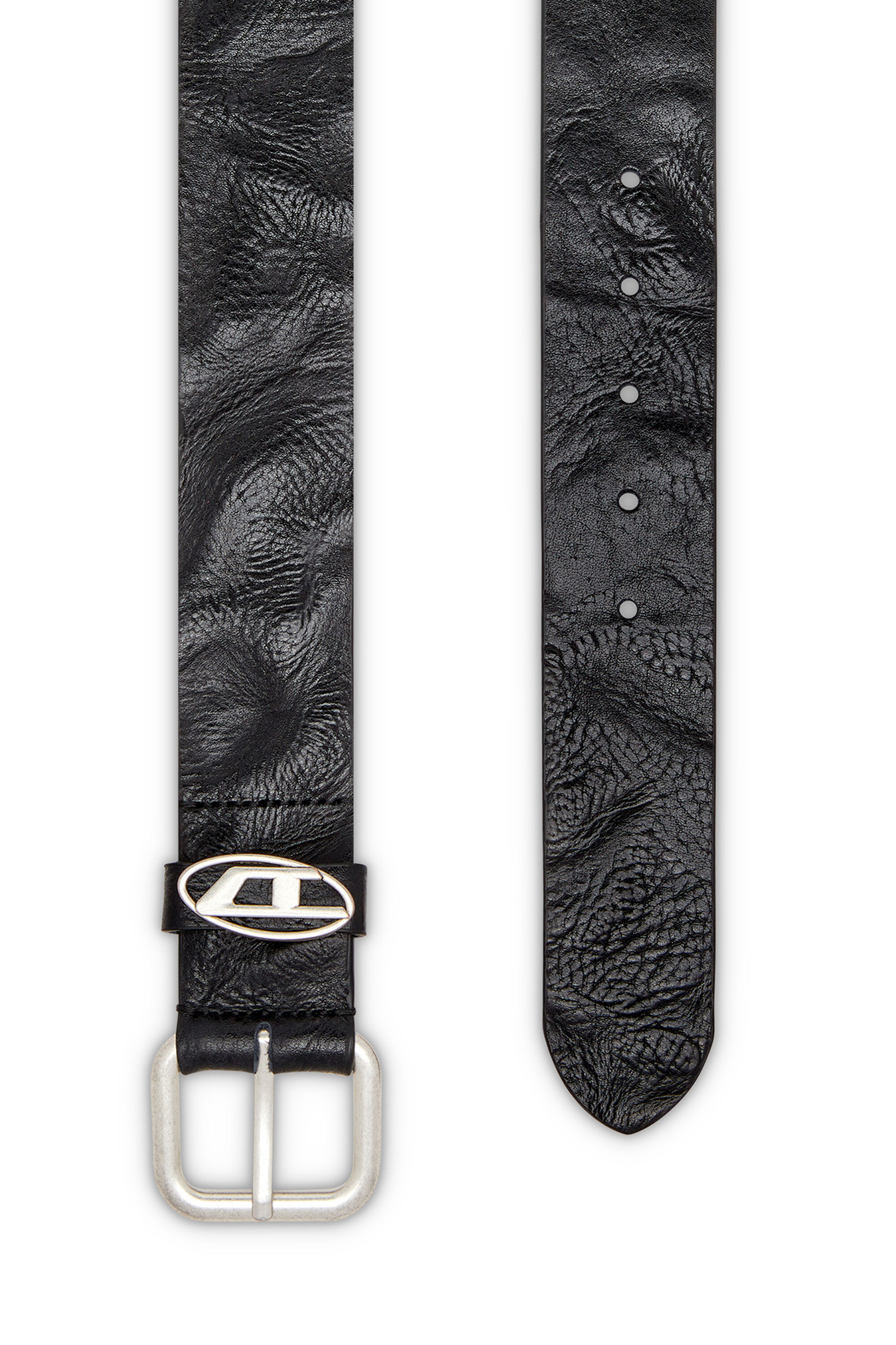 B-1DR OVAL D LOOP 3.9cm logo-plaque wrinkled leather belt