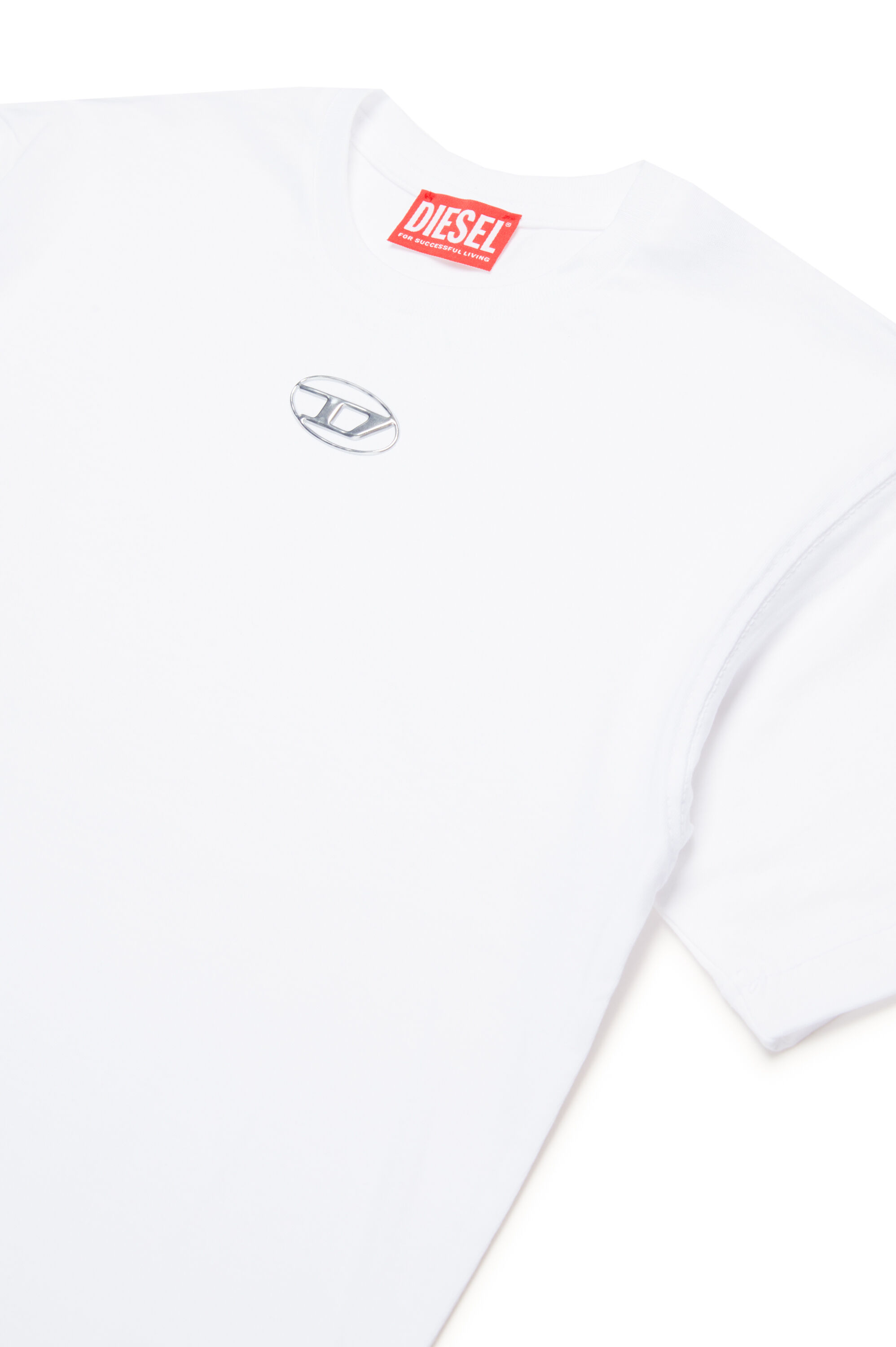 Diesel - TMARCUS OVER, Male's T-shirt with metallic Oval D in ホワイト - 3