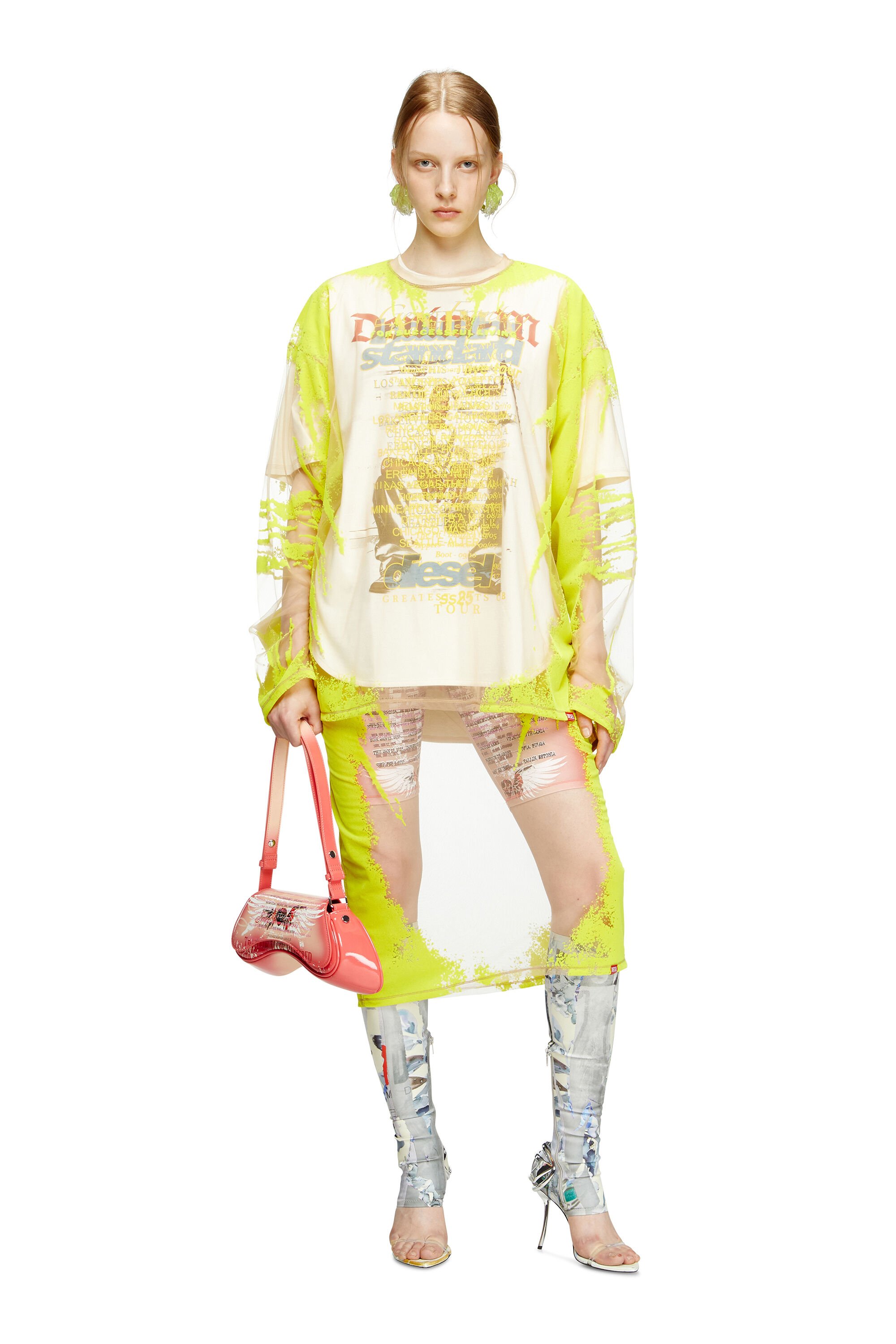 Diesel - PLAY CROSSBODY, Female's Play-Shoulder bag in printed glossy PU in ピンク / ホワイト - 1