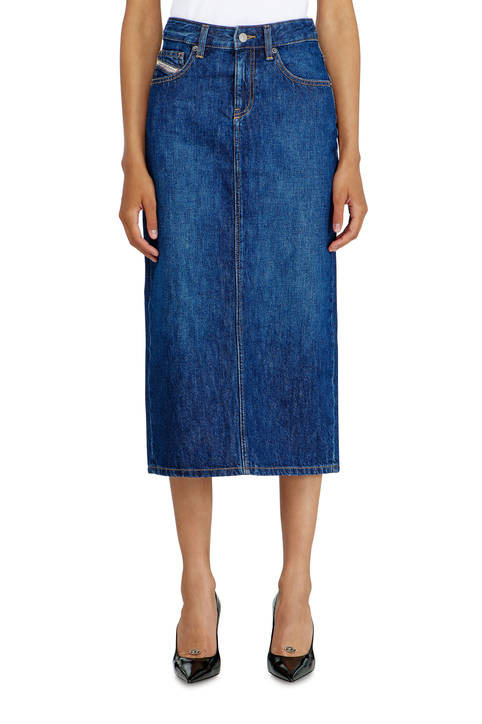 Diesel - DE-SKYE-D, Female's デニムスカート in ミディアムブルー - 3