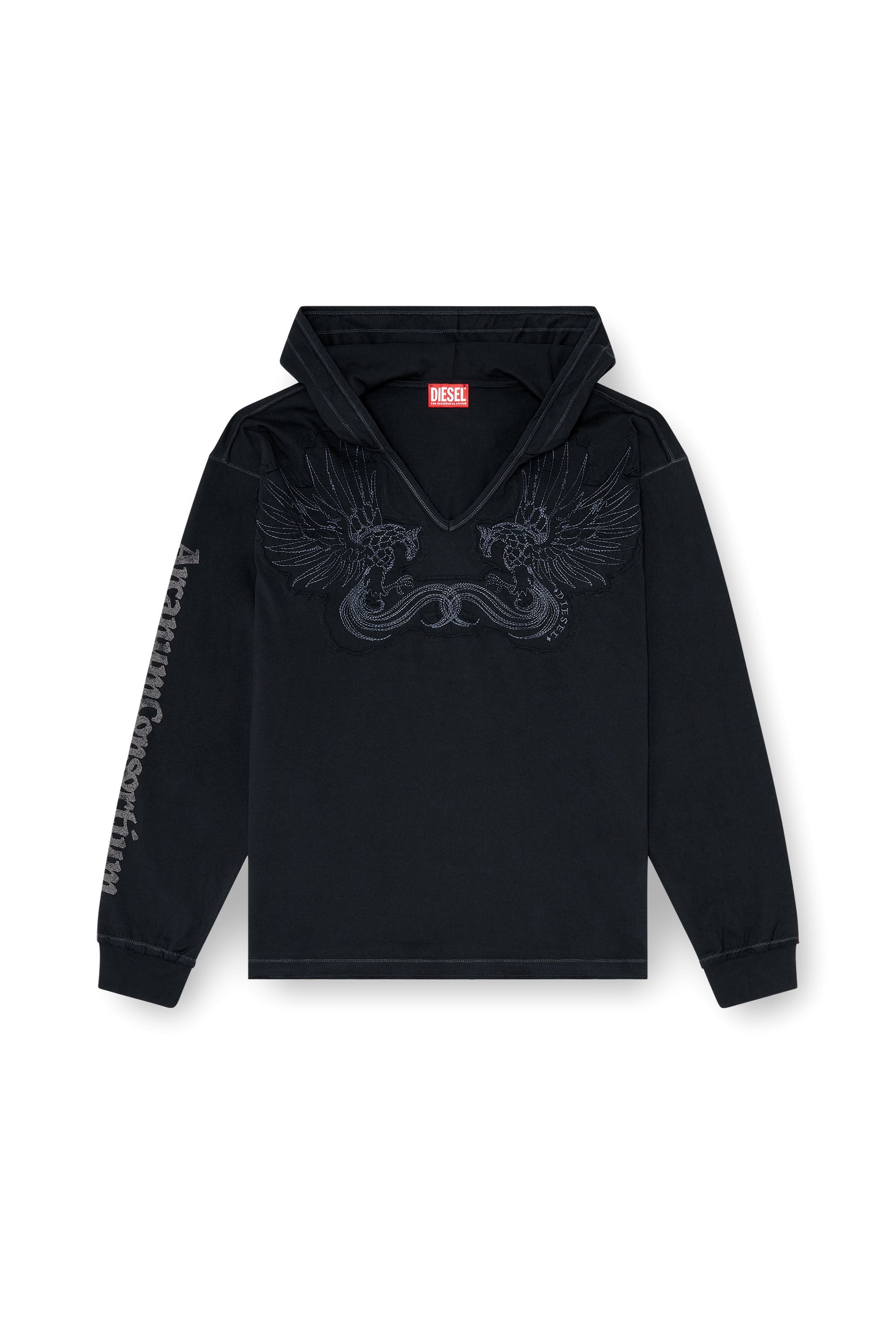 Diesel - T-PHEN-LS-HOOD-RIB, Male's フード付き長袖Tシャツ in ブラック - 2