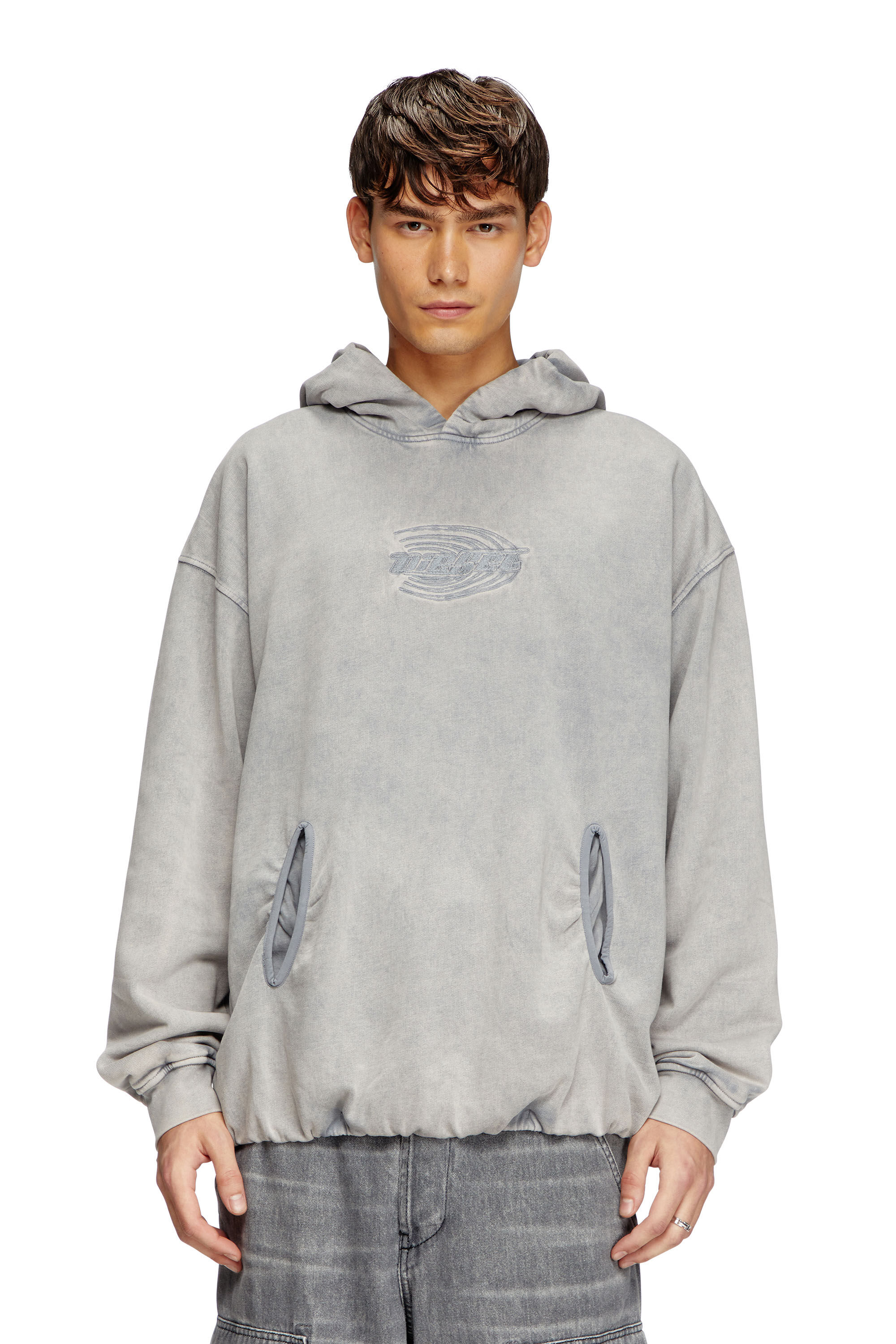 Diesel - S-BOXSTIC-HOOD, Unisex's Gathered acid-wash hoodie in ライトブルー - 3