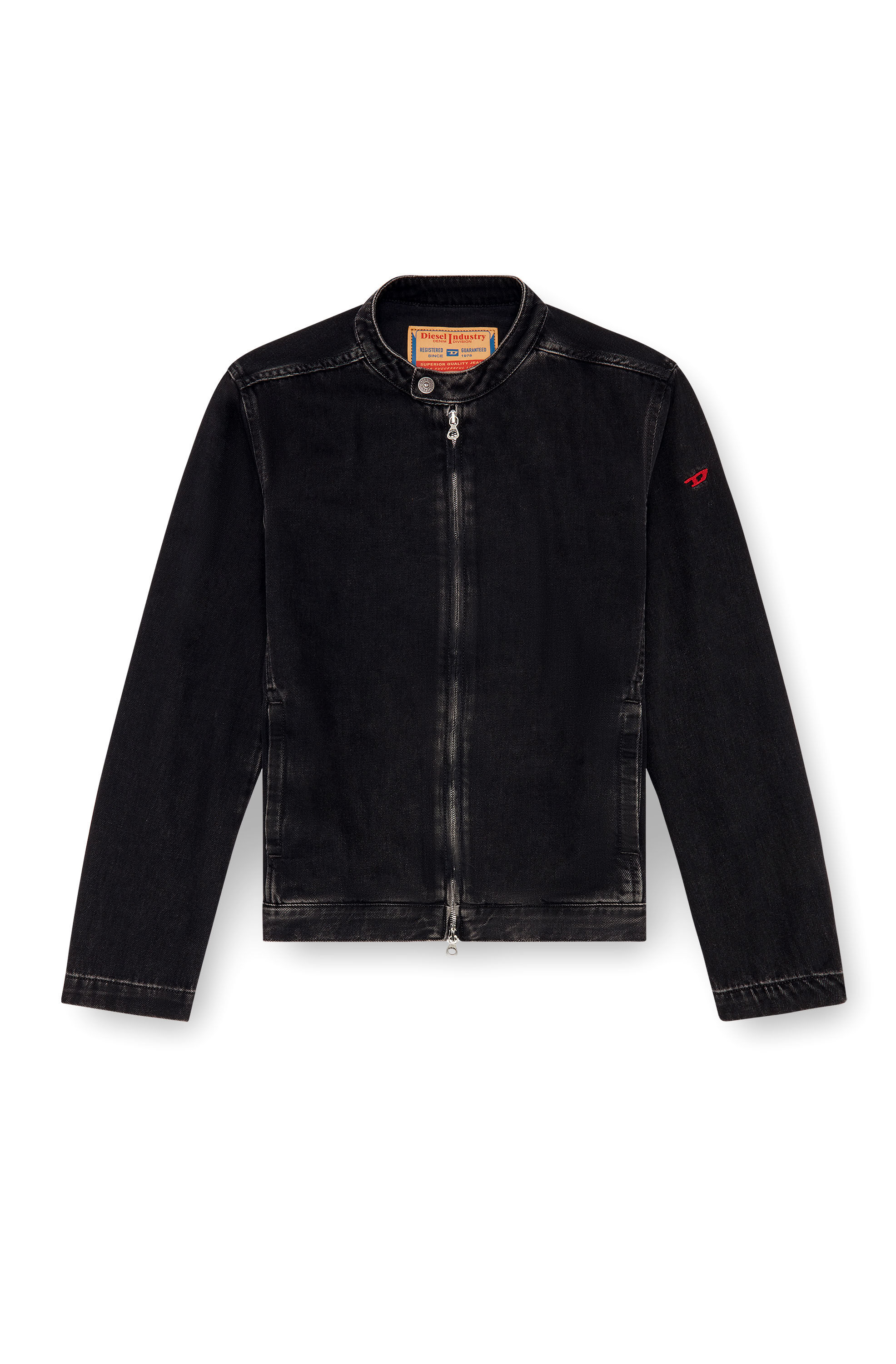 Diesel - D-GLORY, Male's Moto jacket in clean-wash denim in ブラック - 2