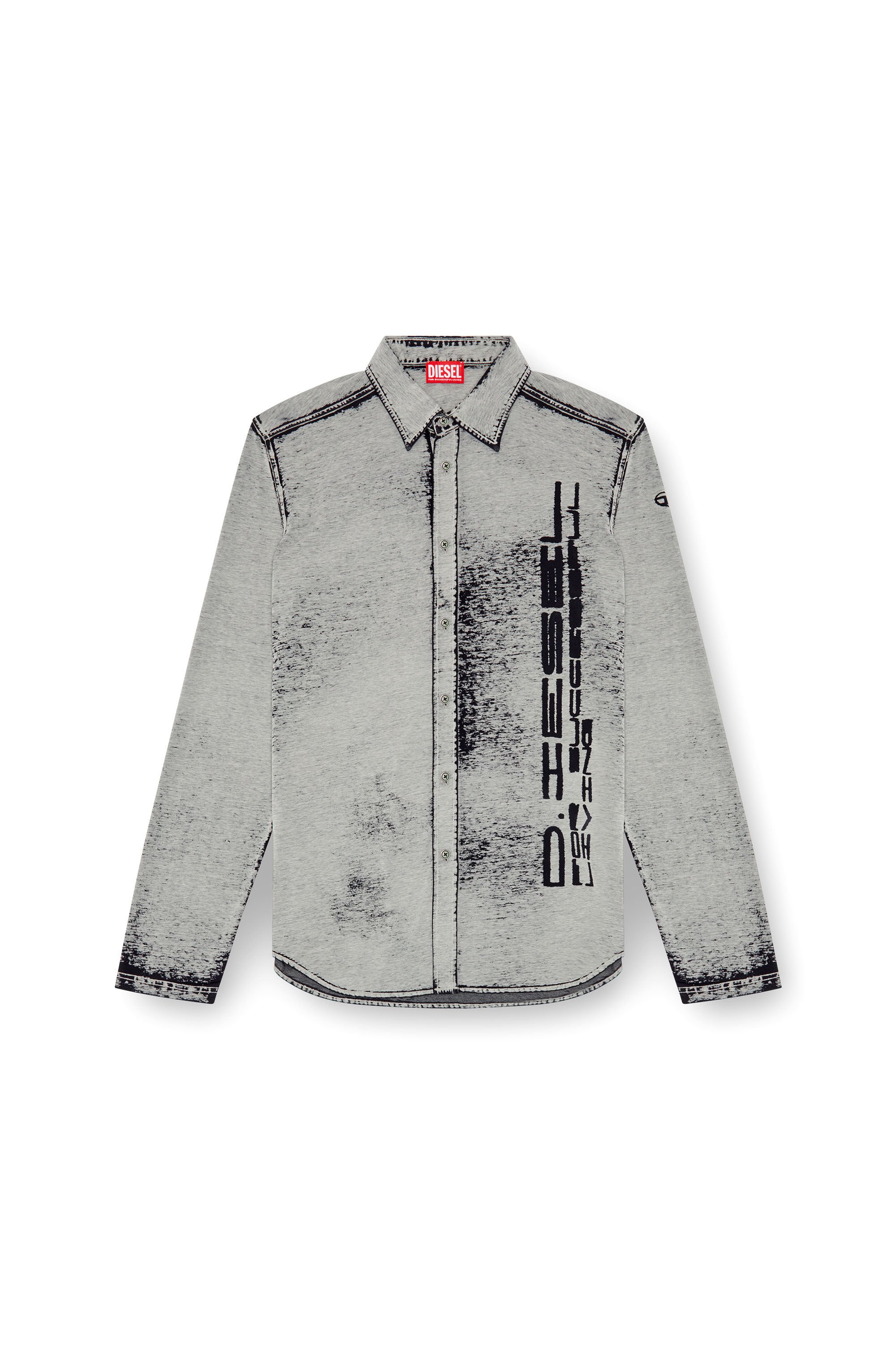 Diesel - S-ENTRY-DEV, Male's Shirt in burnout plated jersey in グレー - 2