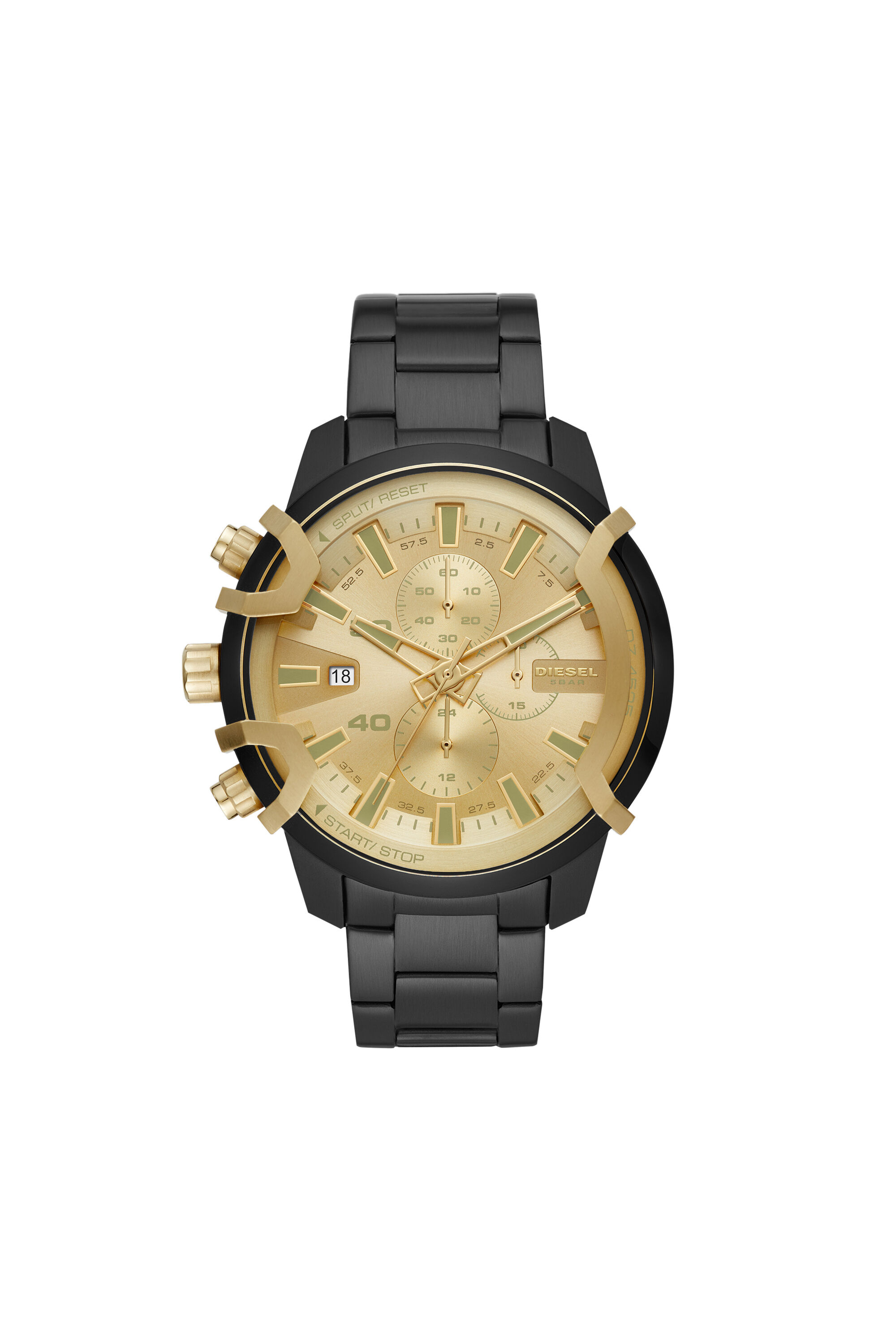 Diesel Griffed Chronograph Quartz Gold Dial Mens Watch DZ