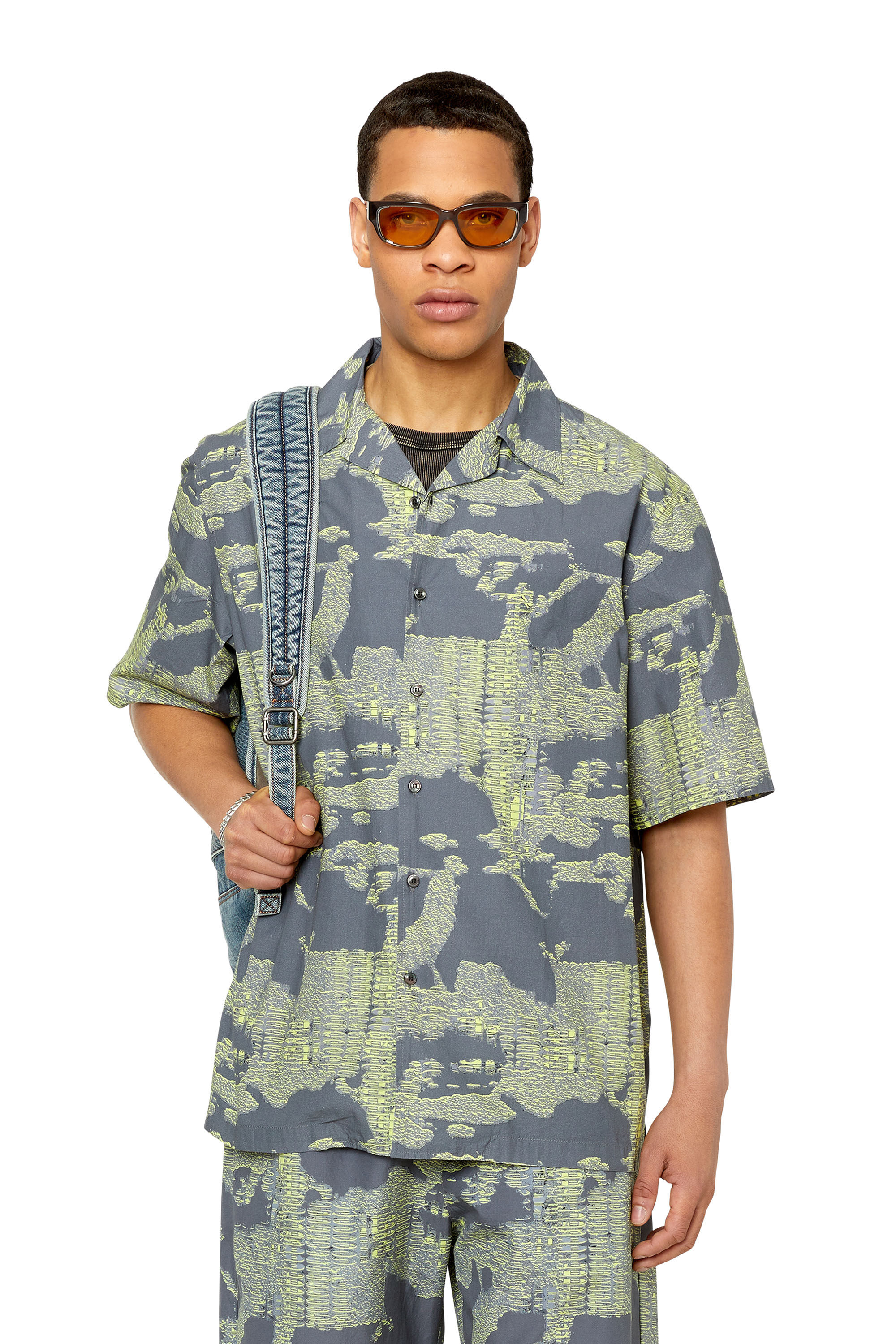 Diesel - S-FRANK-A, Male's シャツ カモフラージュ in グリーン/グレー - 3
