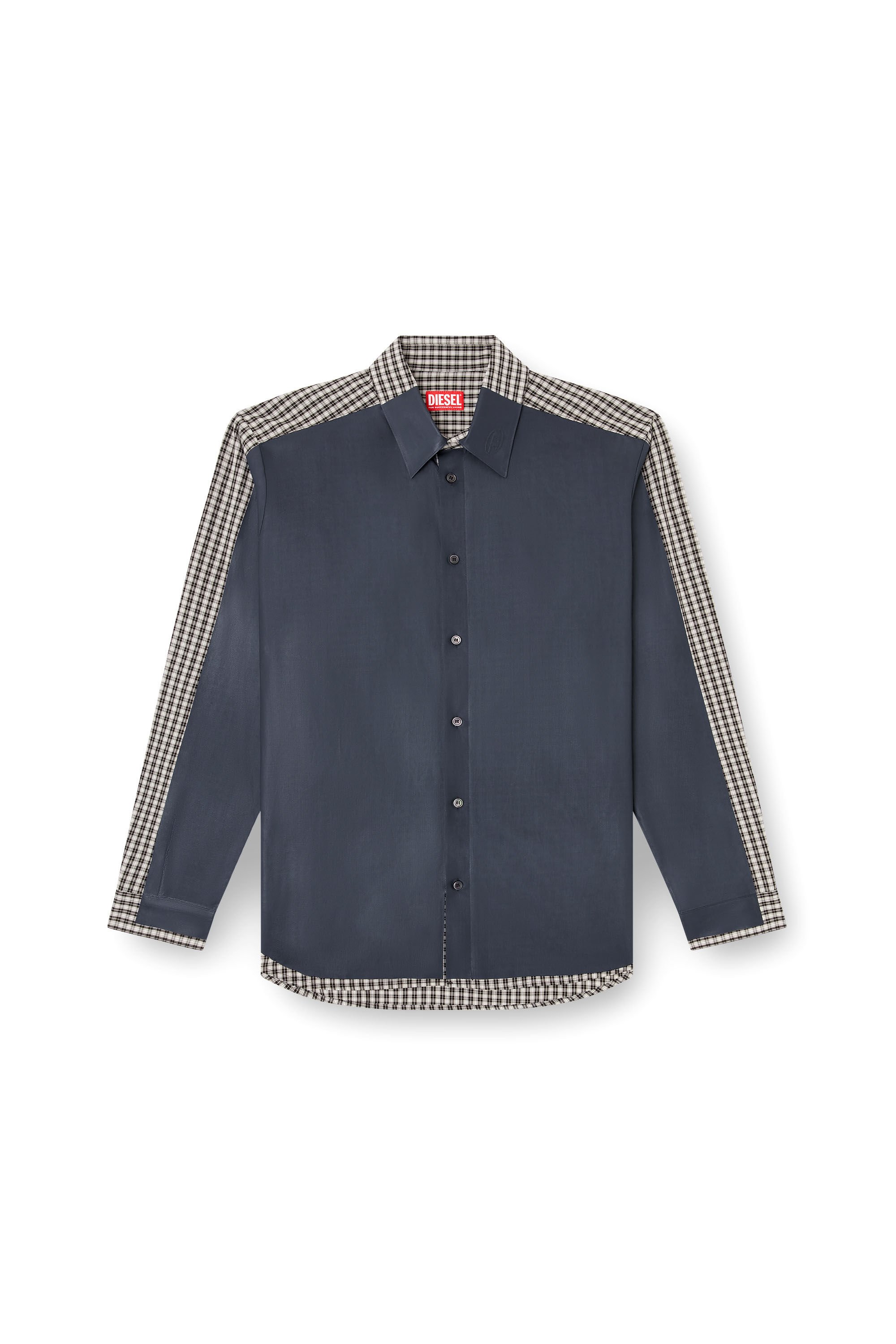 Diesel - S-BOLT, Male's Check shirt with coated front in ブラック/ホワイト - 2