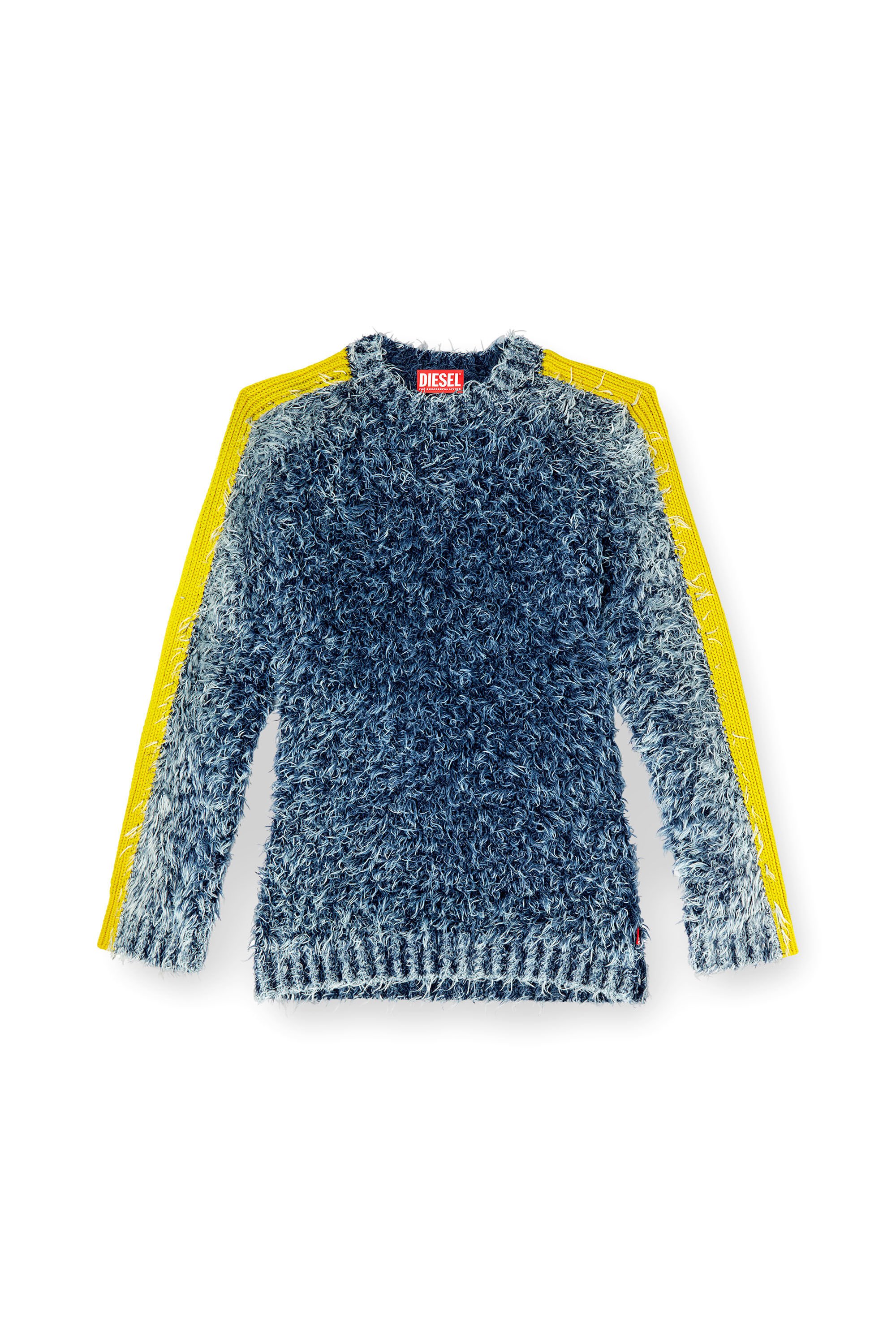 Diesel - K-DAMON, Male's Textured-knit jumper with contrast bands in ブルー - 2