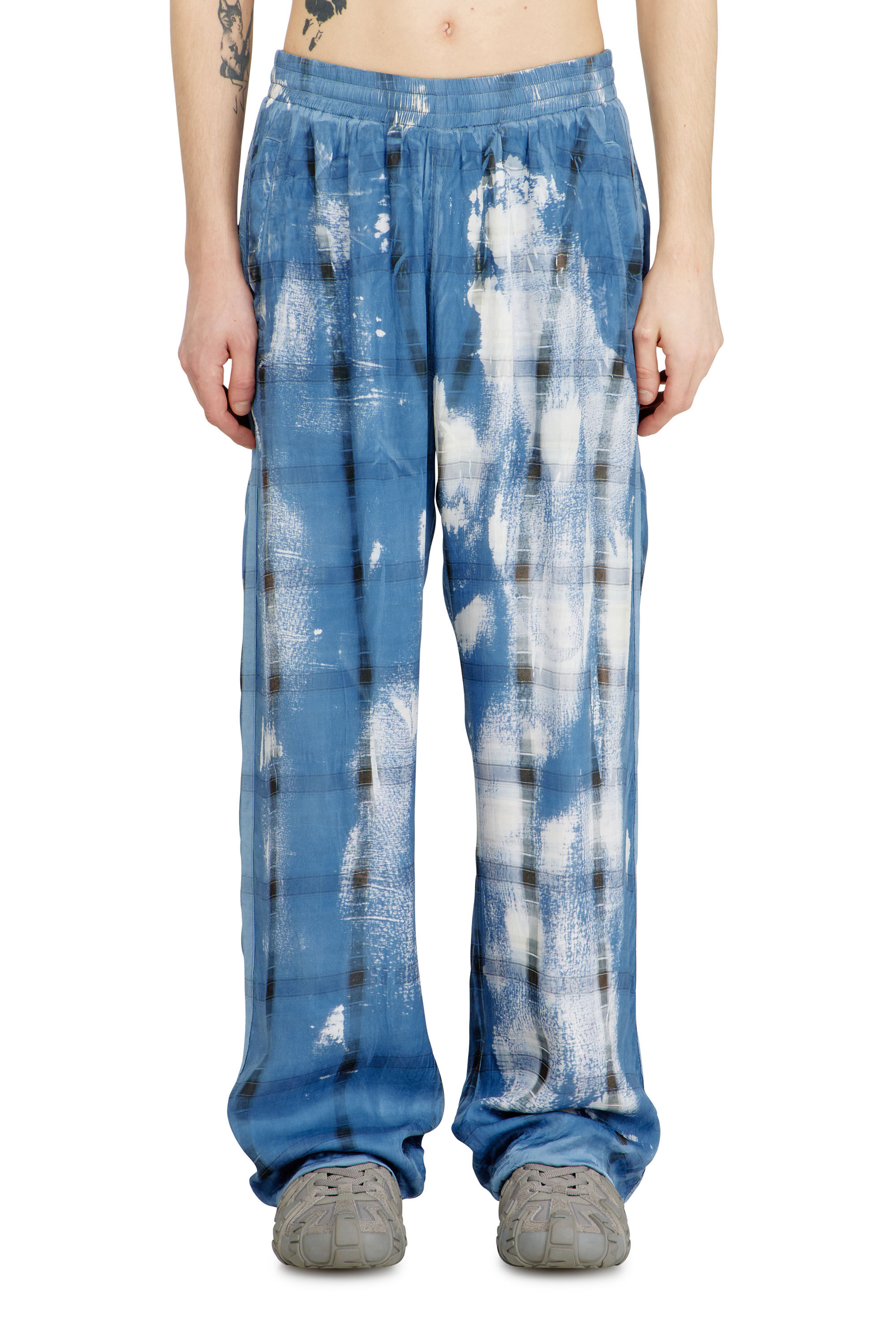 Diesel - P-OLLY, Male's Track pants with check X-ray effect in ブルー - 3