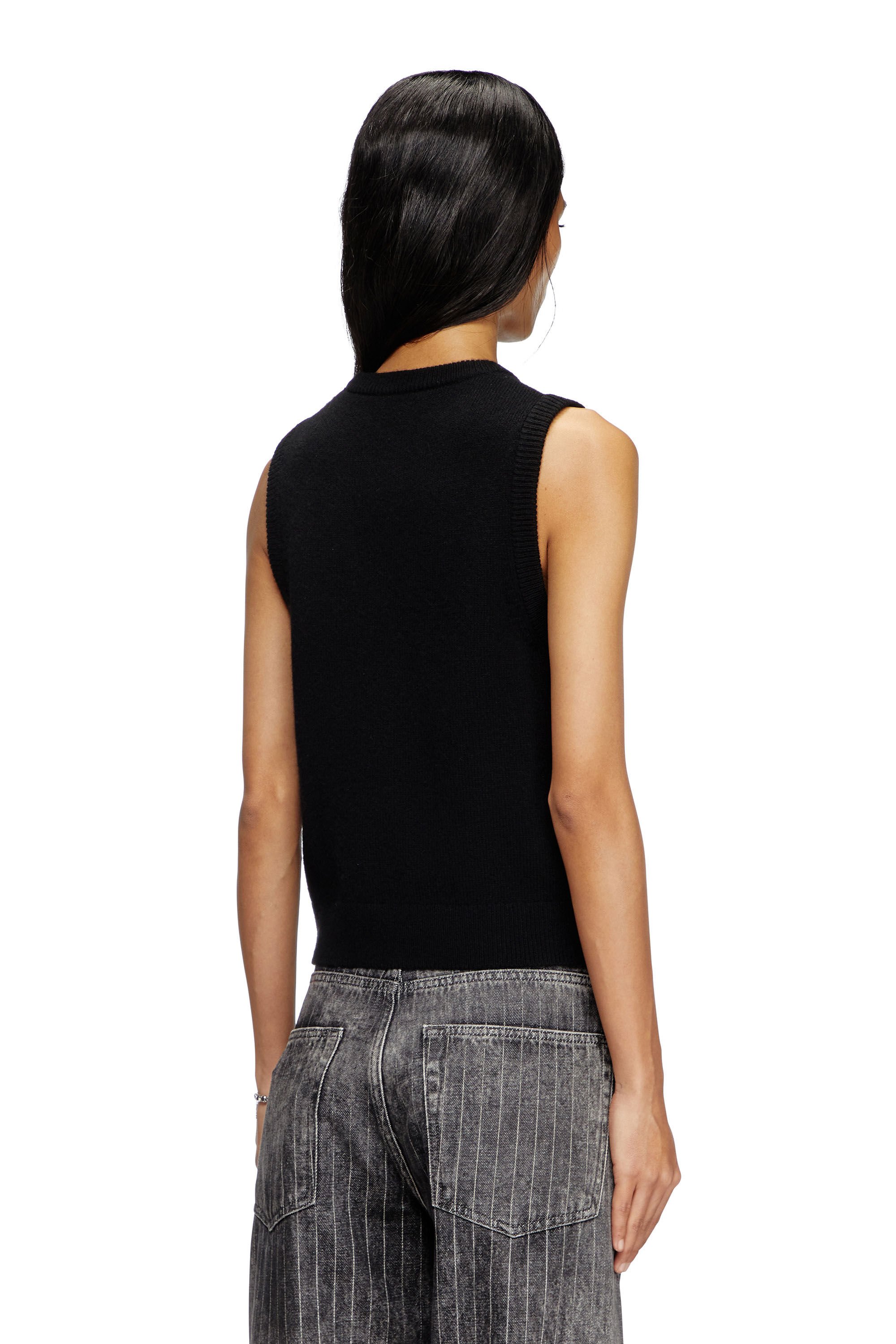 Diesel - M-ARGARIN-SL, Female's Knit tank top in cashmere blend in ブラック - 5