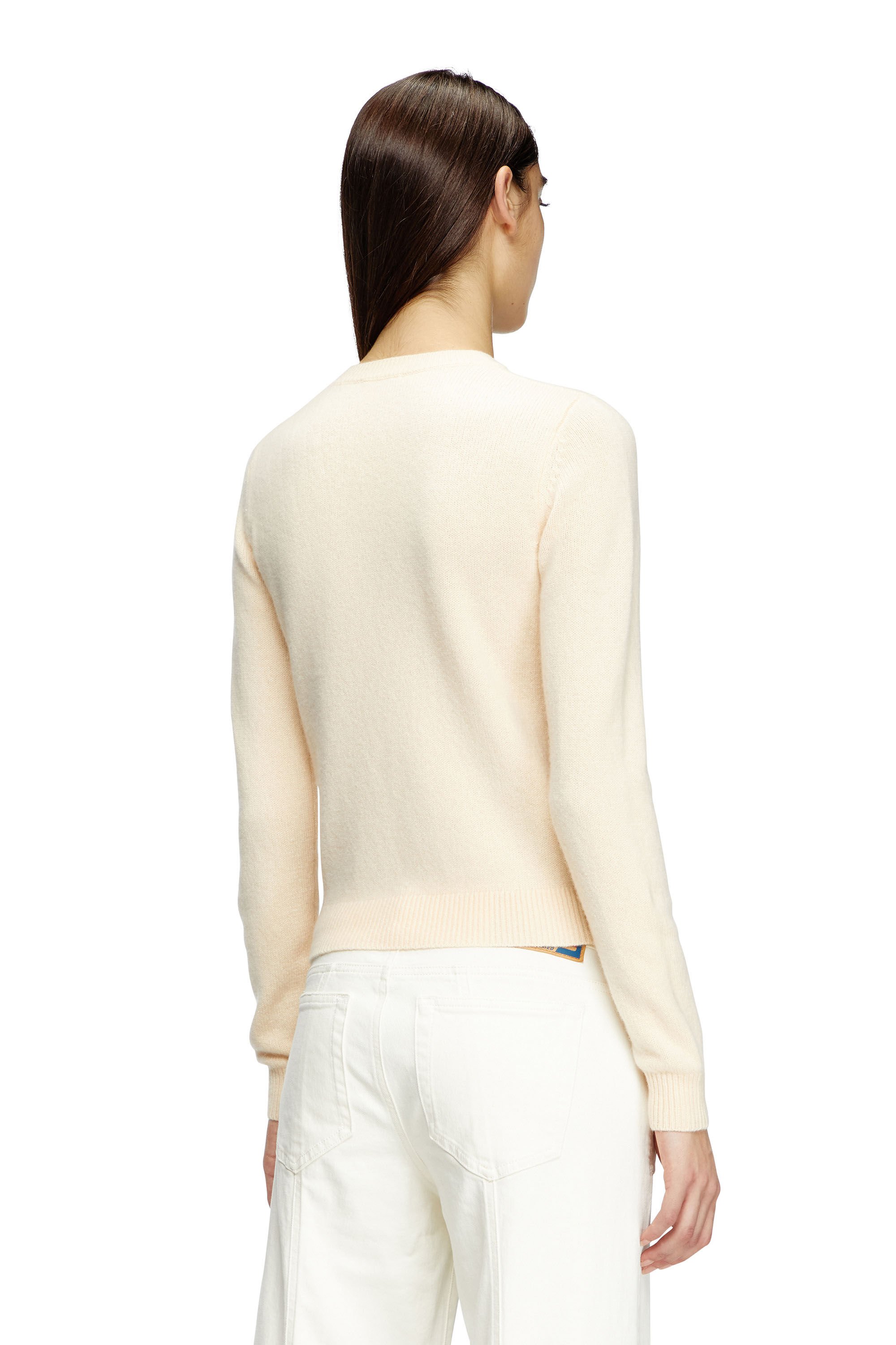 Diesel - M-AREESA-SLIM, Female's Cashmere-blend jumper with cut-out logo in ベージュ - 5
