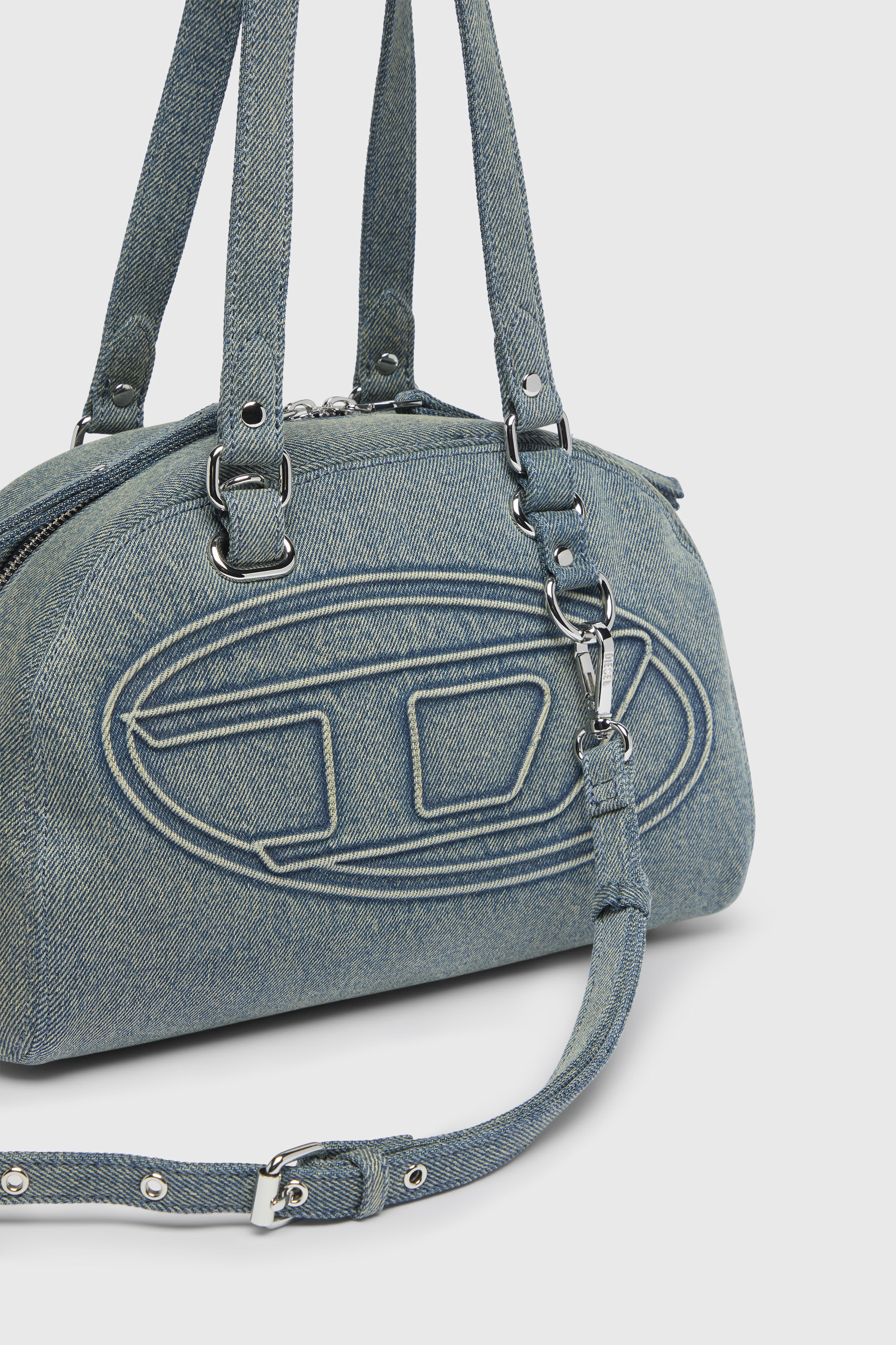 Diesel - 1DR DOME SOFT SHOULDER, Unisex's 1DR Dome-Shoulder bag in denim with Oval D logo in ライトブルー - 6