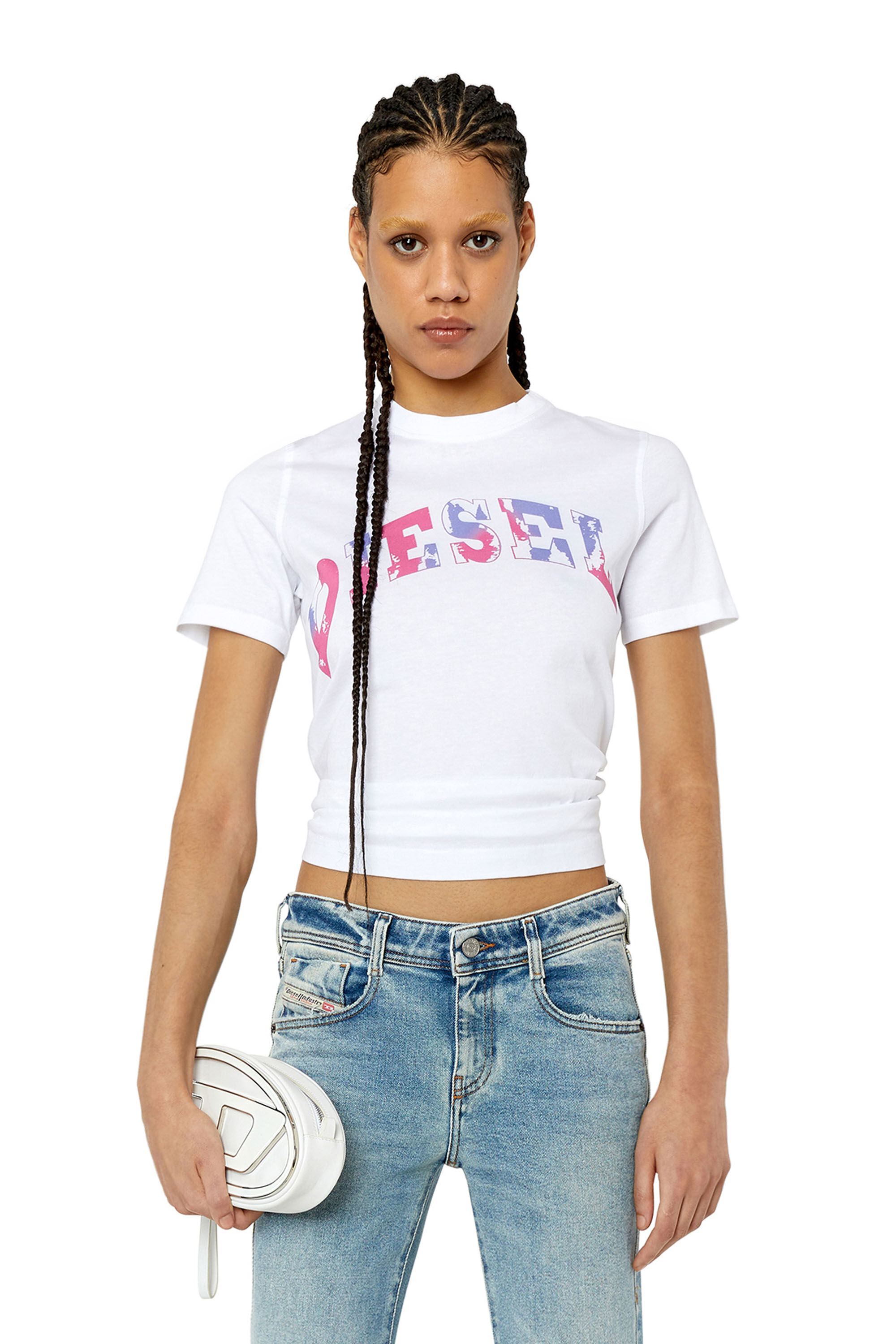 Diesel - T-REG-G11, Female's 半袖Tシャツ トップス ロゴ in ホワイト - 3