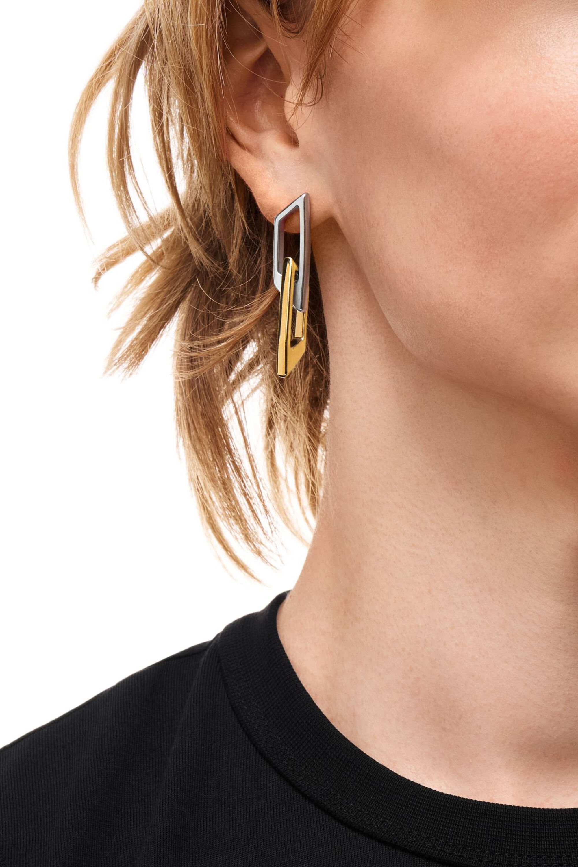 DIESEL DX13236 フープピアス シルバー/ゴールド DX1656710 JEWELLERY Stainless steel hoop earrings｜ゴールド