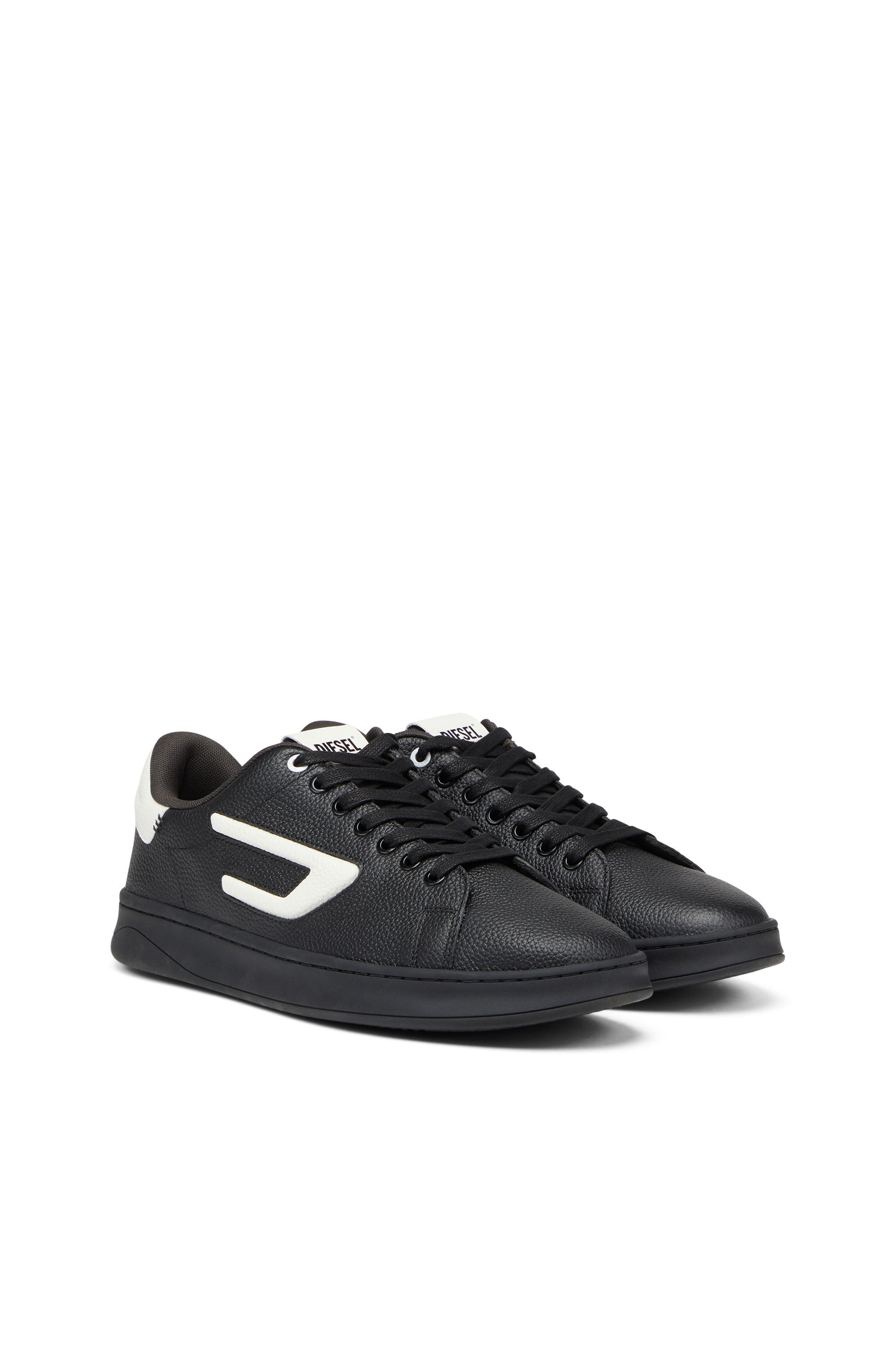 Diesel - S-ATHENE LOW, Male's カウレザー ローカットスニーカー - S-Athene Low in ブラック/ホワイト - 3
