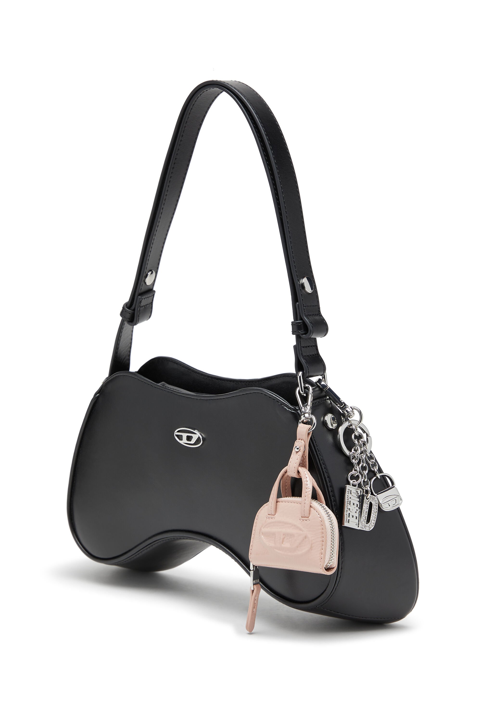 Diesel - 1DR DOME CHARMS, Female's Bag charm in glossy, crinkled naplak in ピンク / ホワイト - 3