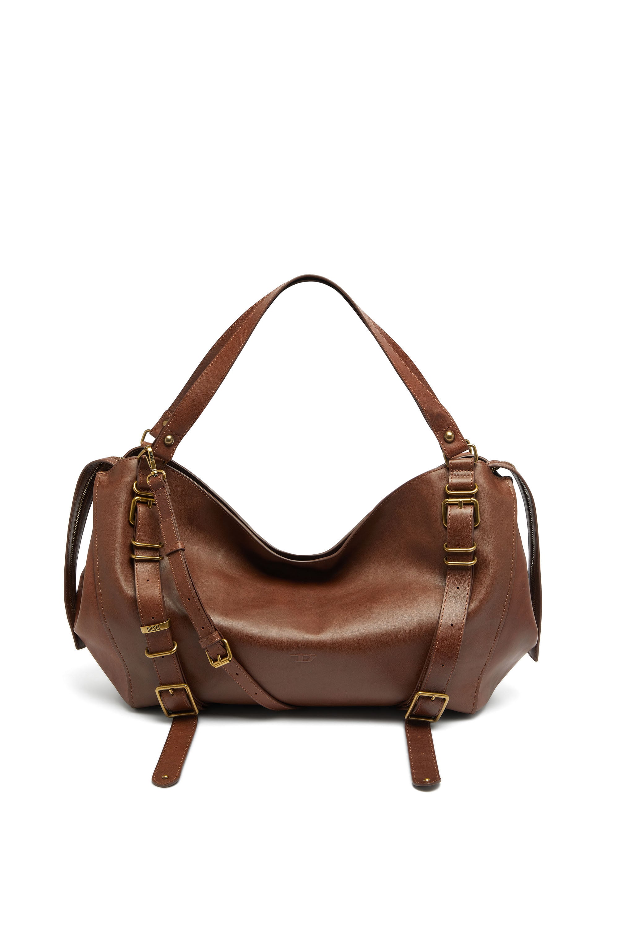 Diesel - D-ONE TOPHANDLE L, Unisex's D-One-Large top-handle bag in treated leather in ブラウン - 2