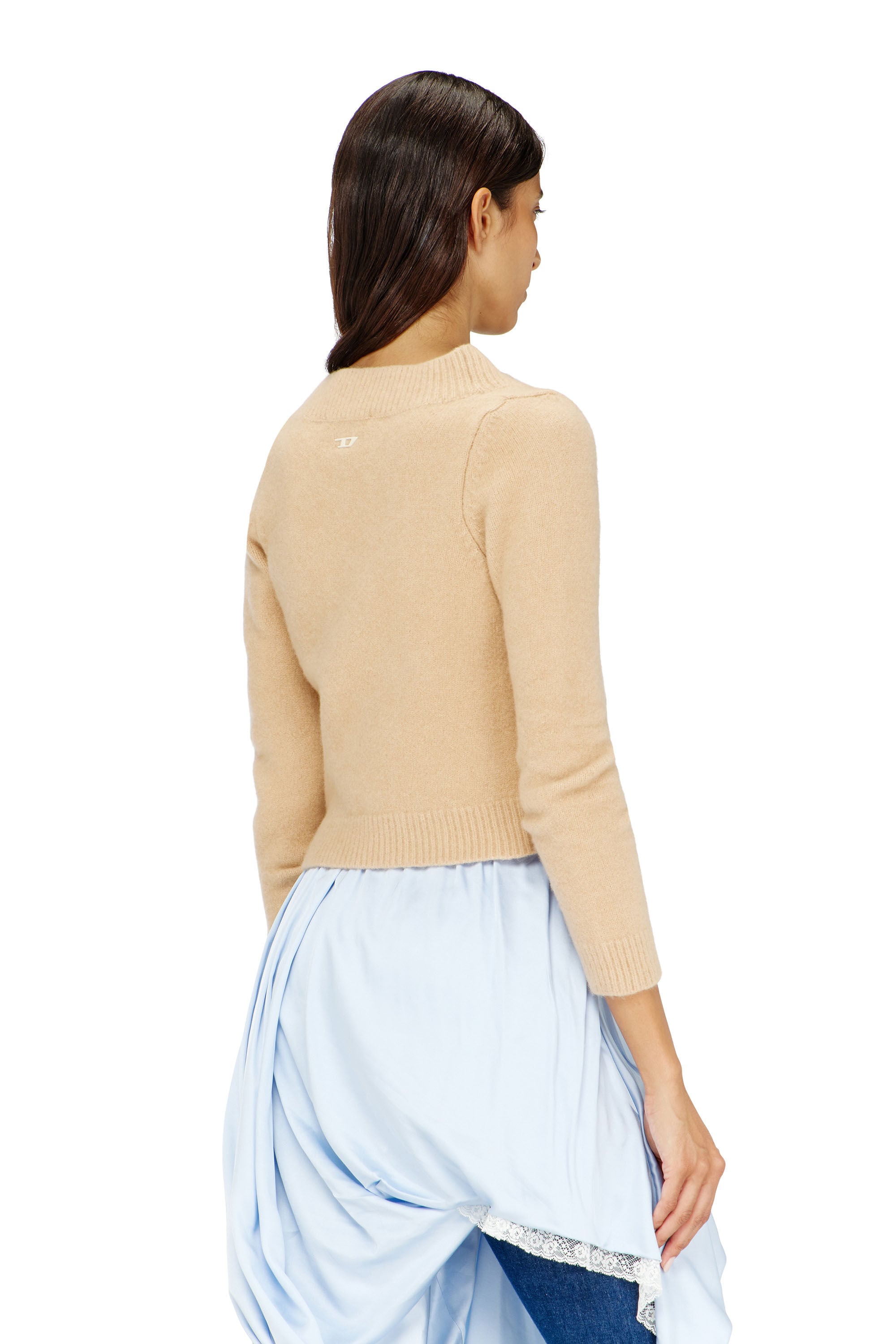 Diesel - M-AVA, Female's Cropped cardigan in wrinkled boiled knit in ベージュ - 4