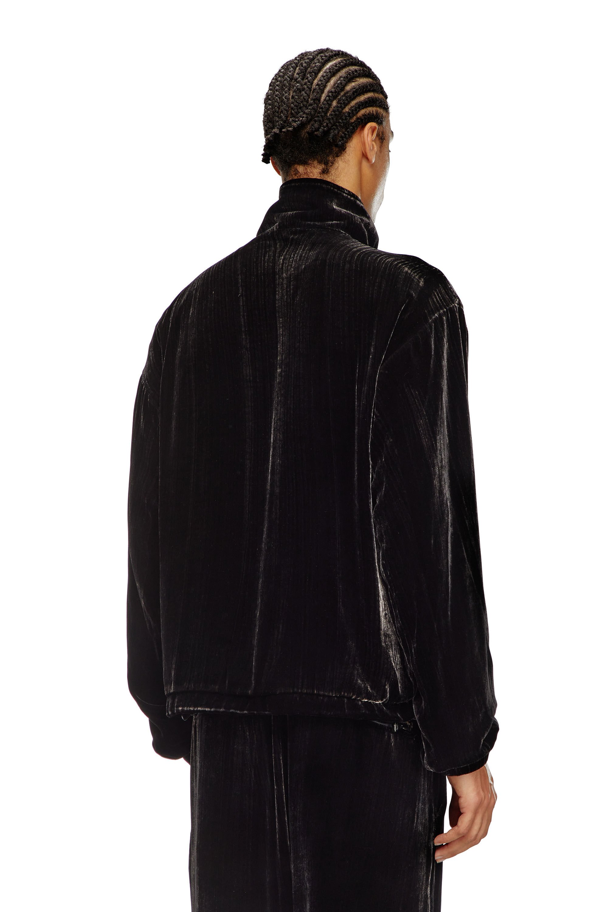 Diesel - J-SALFORD, Male's Treated silk-blend velvet jacket in ブラック - 5