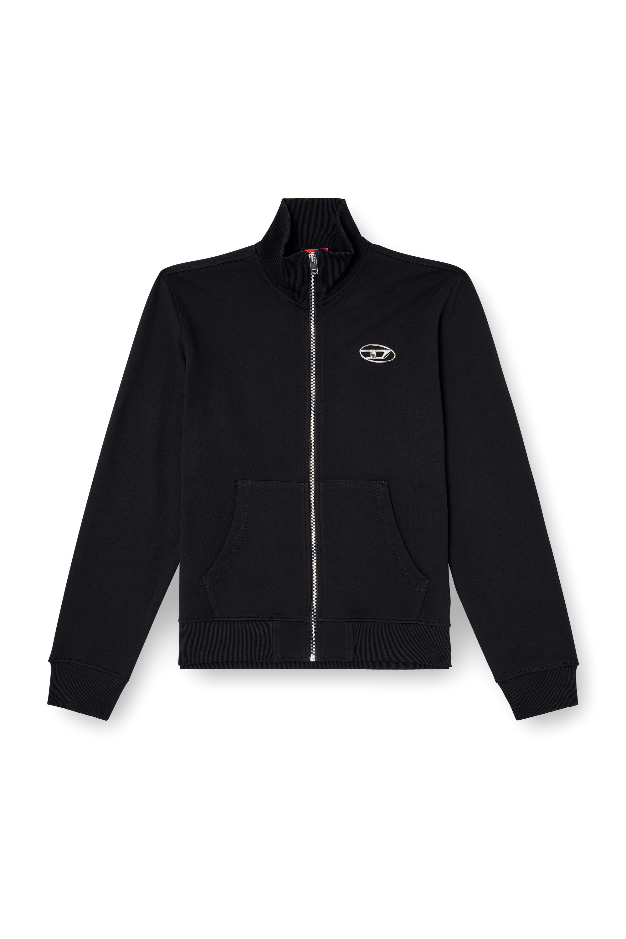 Diesel - S-GINNI-ZIP-OD, Male's Zip-up sweatshirt with metallic logo in ブラック - 2