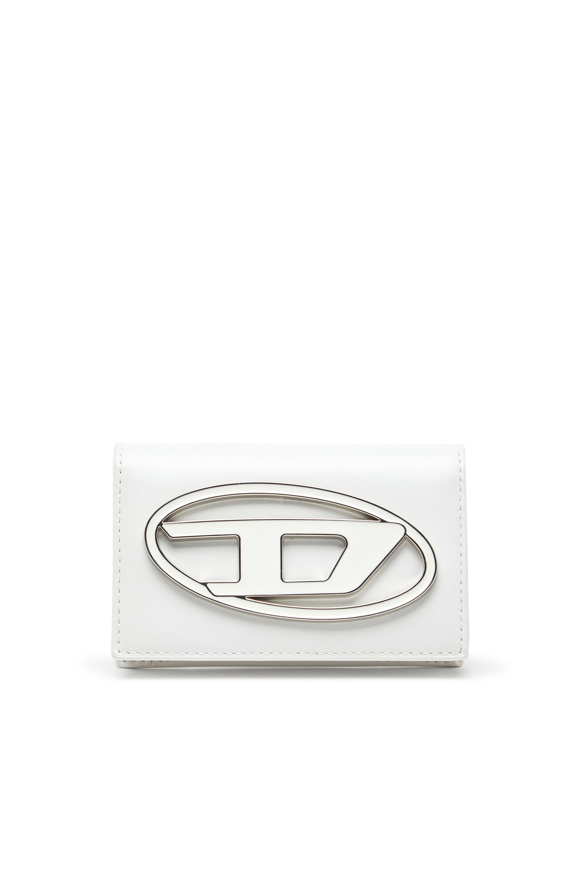 Diesel - 1DR CARD HOLDER IV, Female's Leather card holder with enamelled Oval D in ホワイト - 1