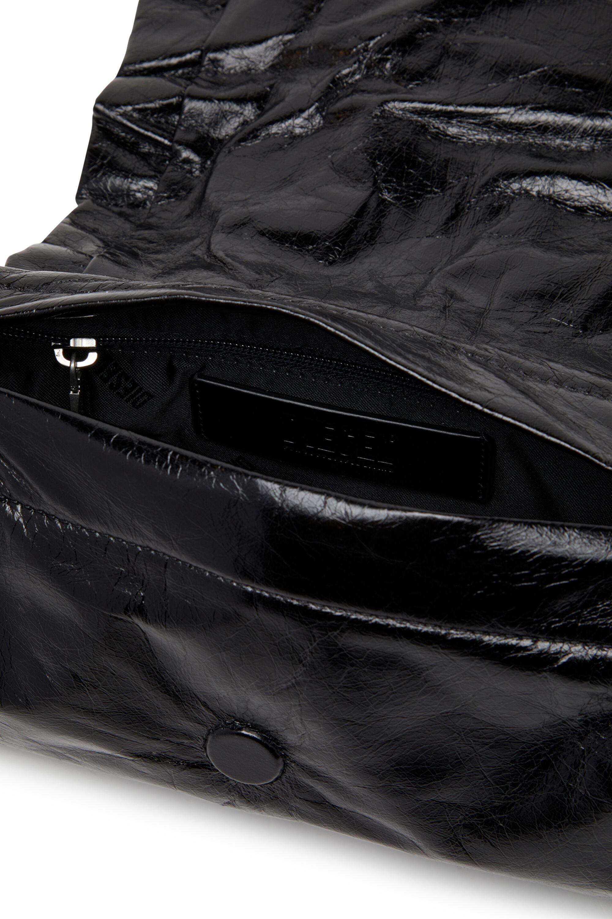 Diesel - SCRUNCH-D SHOULDER S, Female's Scrunch-D S-Shoulder bag in scrunched leather in ブラック - 5