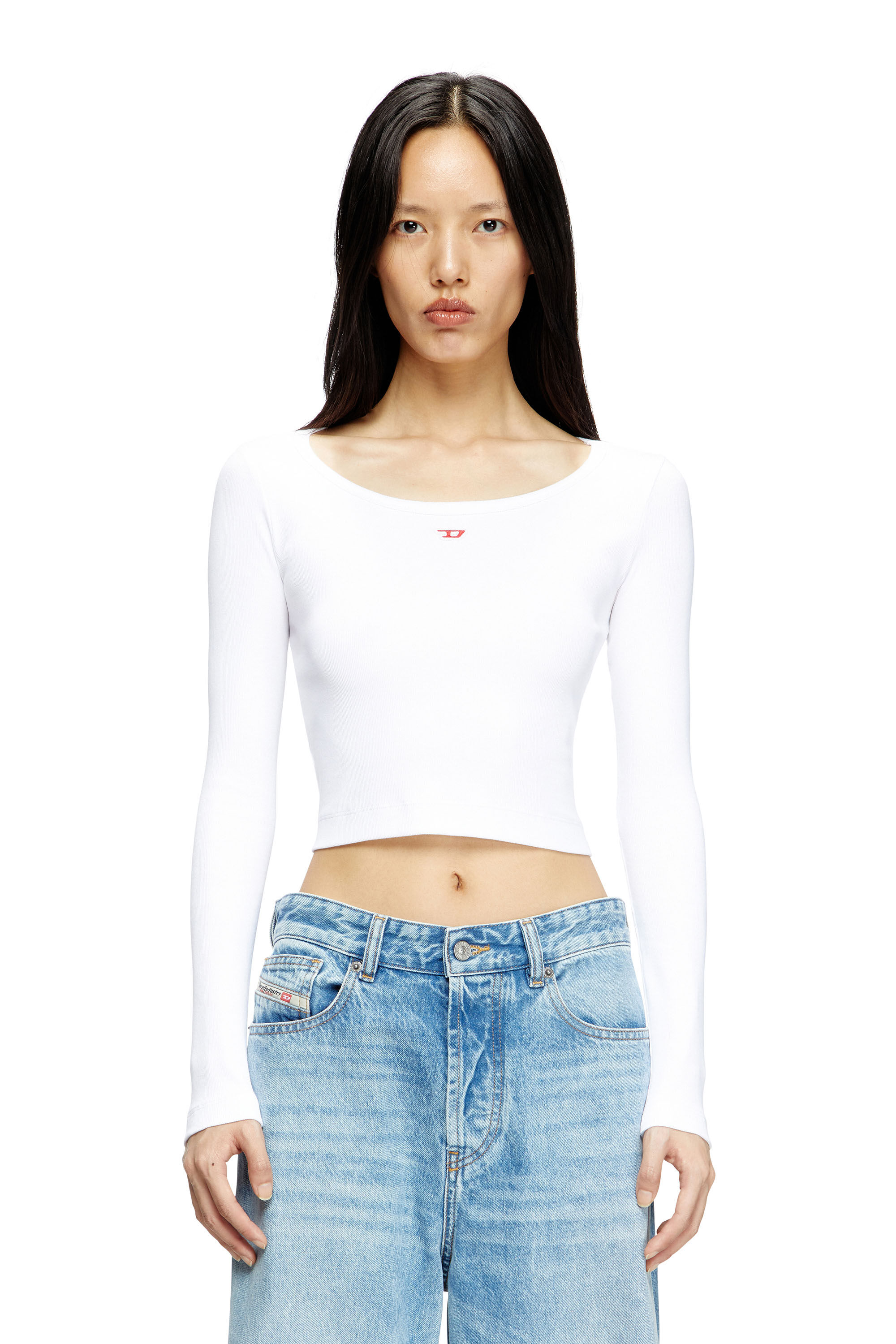 Diesel - T-BALLET-D, Female's Tシャツ Dロゴ in ホワイト - 3