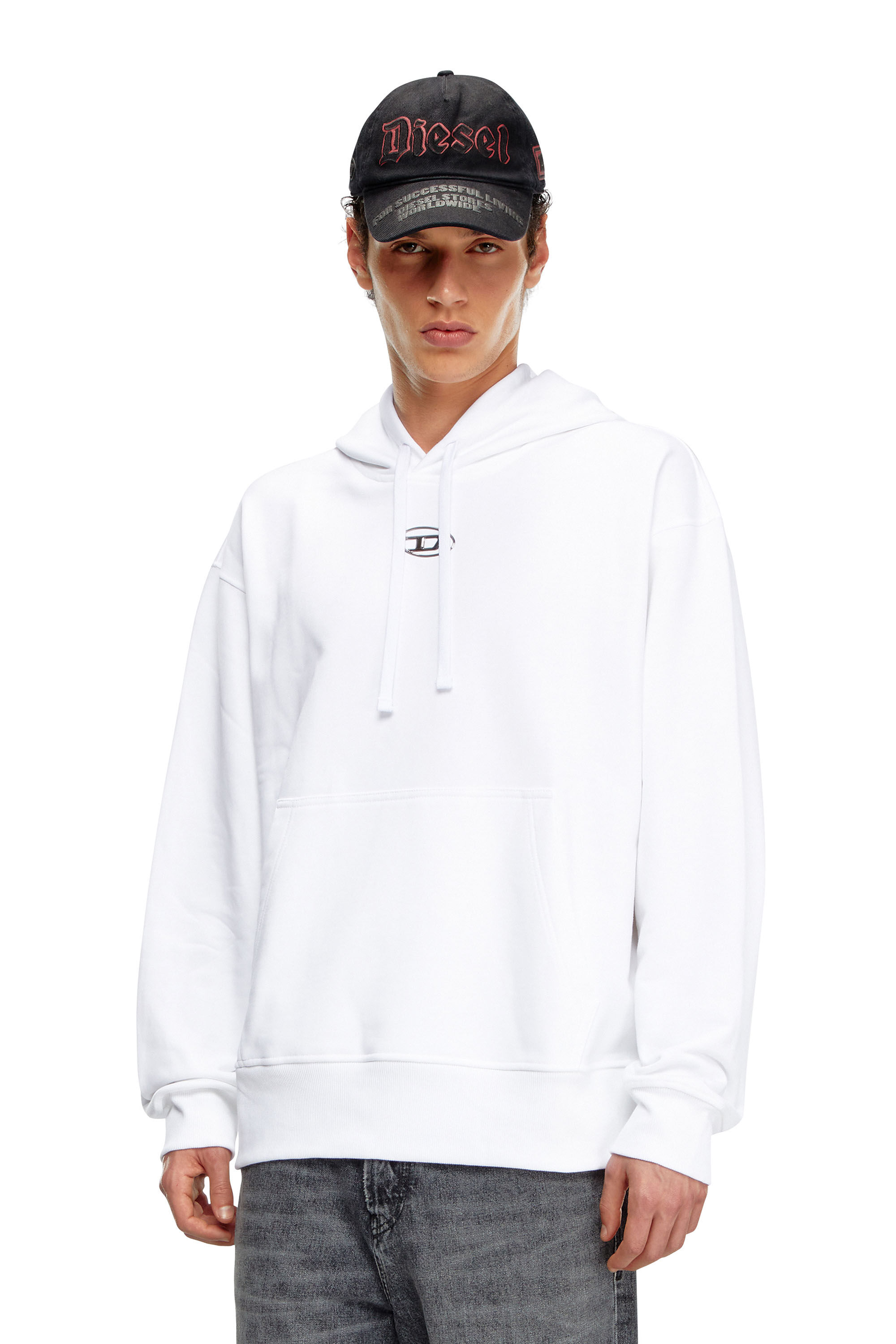 Diesel - S-MACS-HOOD-OD, Male's スウェットパーカーオーバルＤ in ホワイト - 3