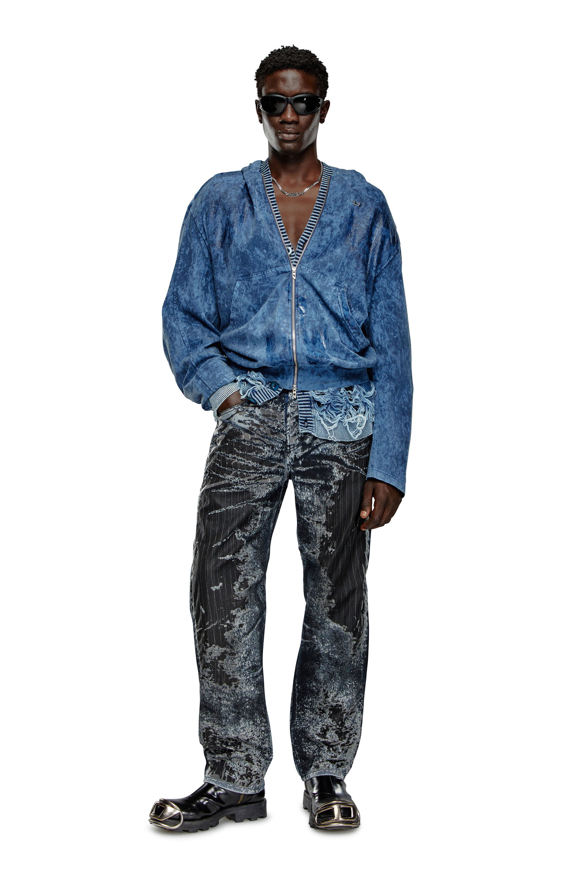 Diesel - Male's Straight Jeans 2010 D-Macs 068MU, ブラック/ブルー - 1