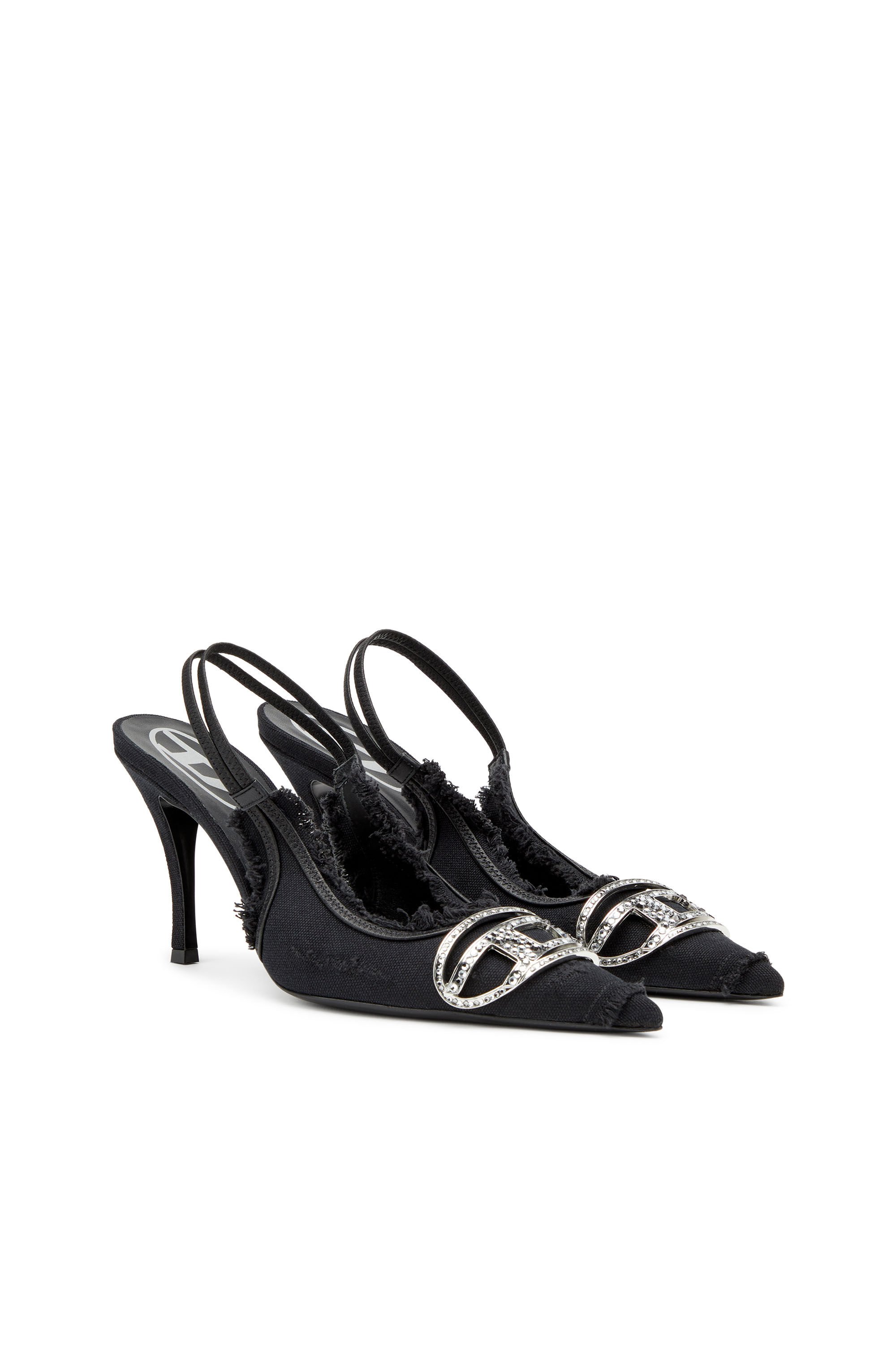 Diesel - D-VENUS SB, Female's D-Venus-Slingback pumps in distressed canvas in ブラック - 2