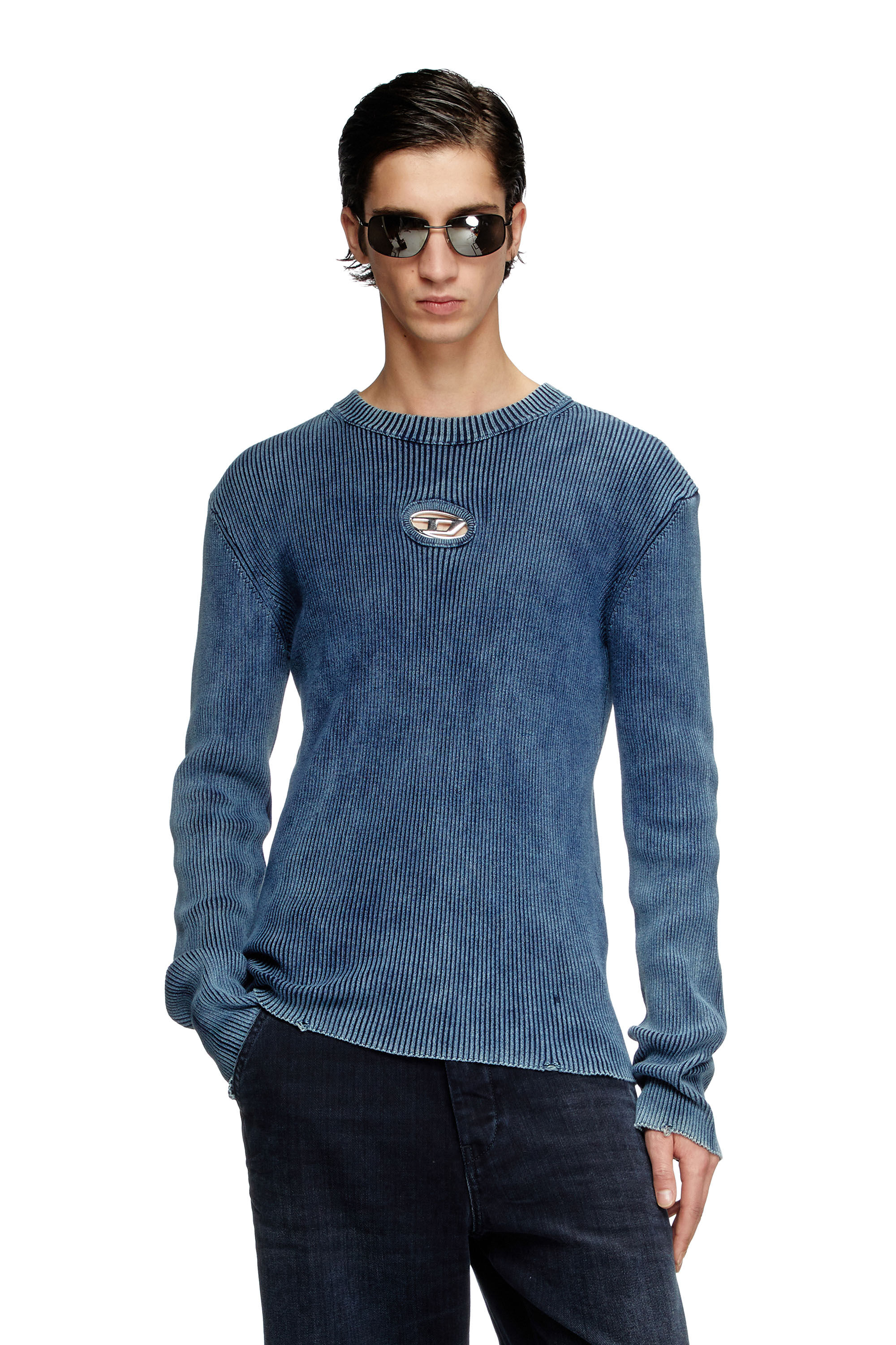 代引き人気 K-DARIN-D Distressed jumper with cut-out logo｜ブルー トップス