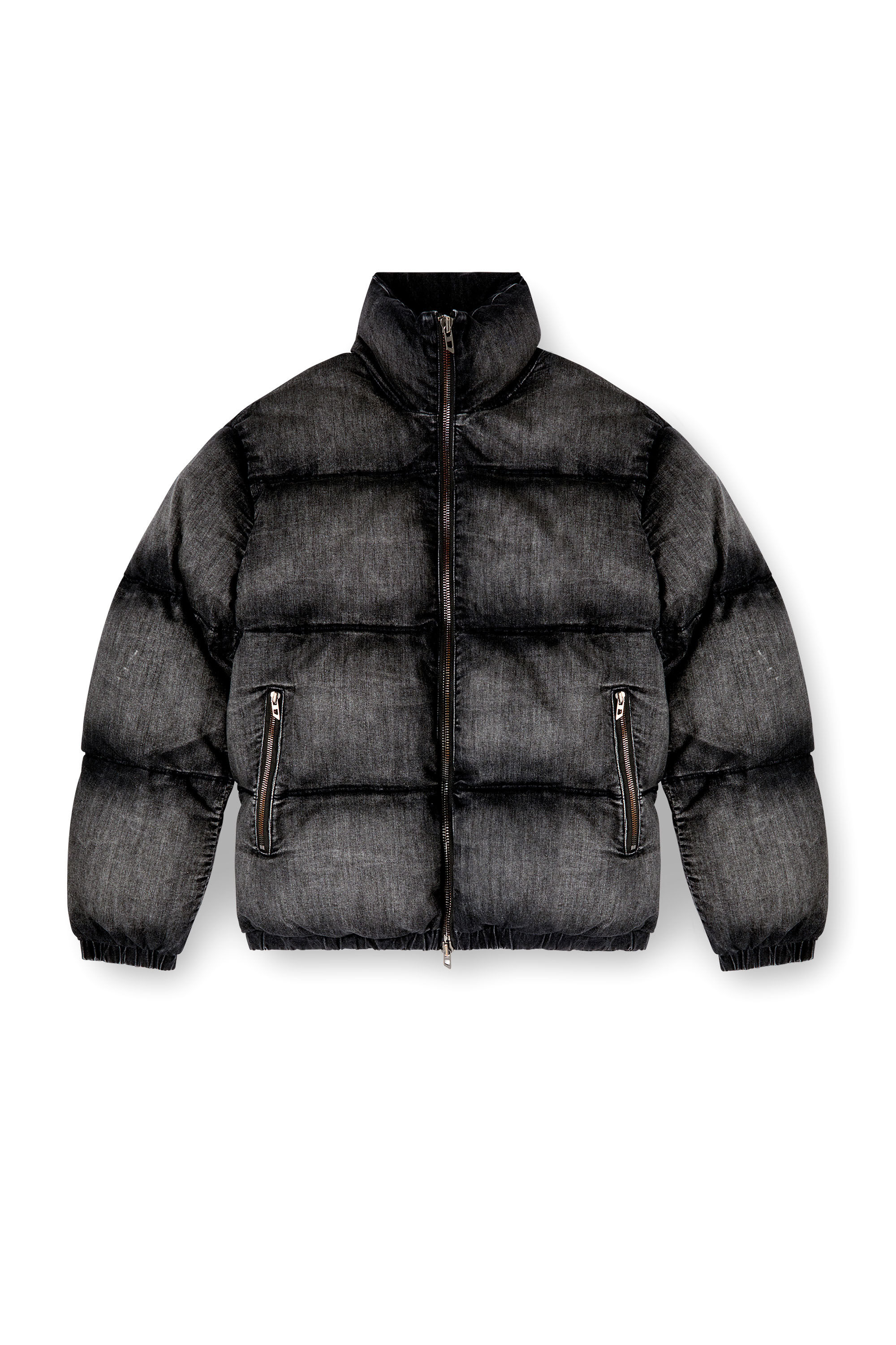 Diesel - W-MONS-A, Unisex's Faded denim puffer jacket in ブラック - 2