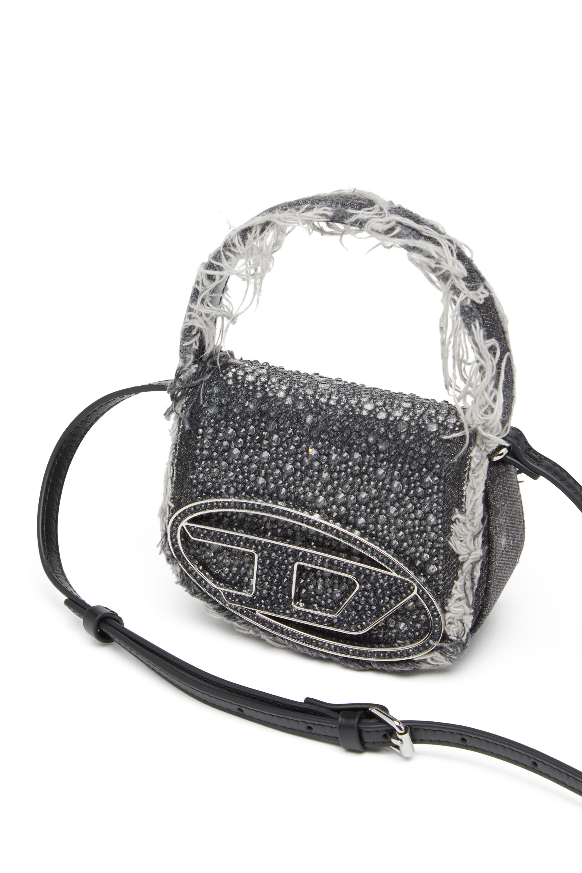 Diesel - 1DR XS, Female's 1DR XS-Iconic mini bag in denim and crystals in ブラック - 6