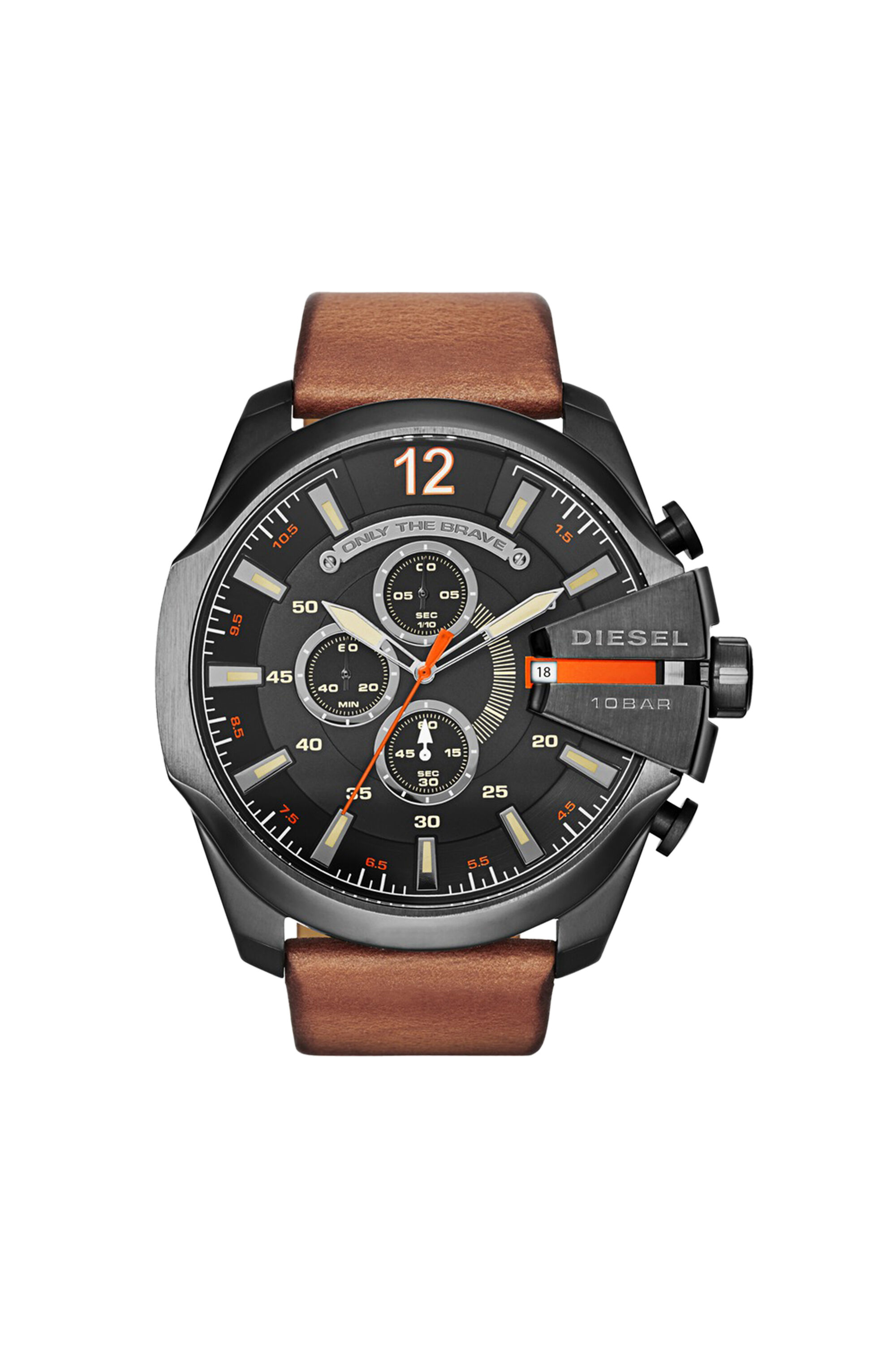 Diesel - DZ4343 MEGA CHIEF, Male's Mega Chief brown leather watch in ブラウン - 1