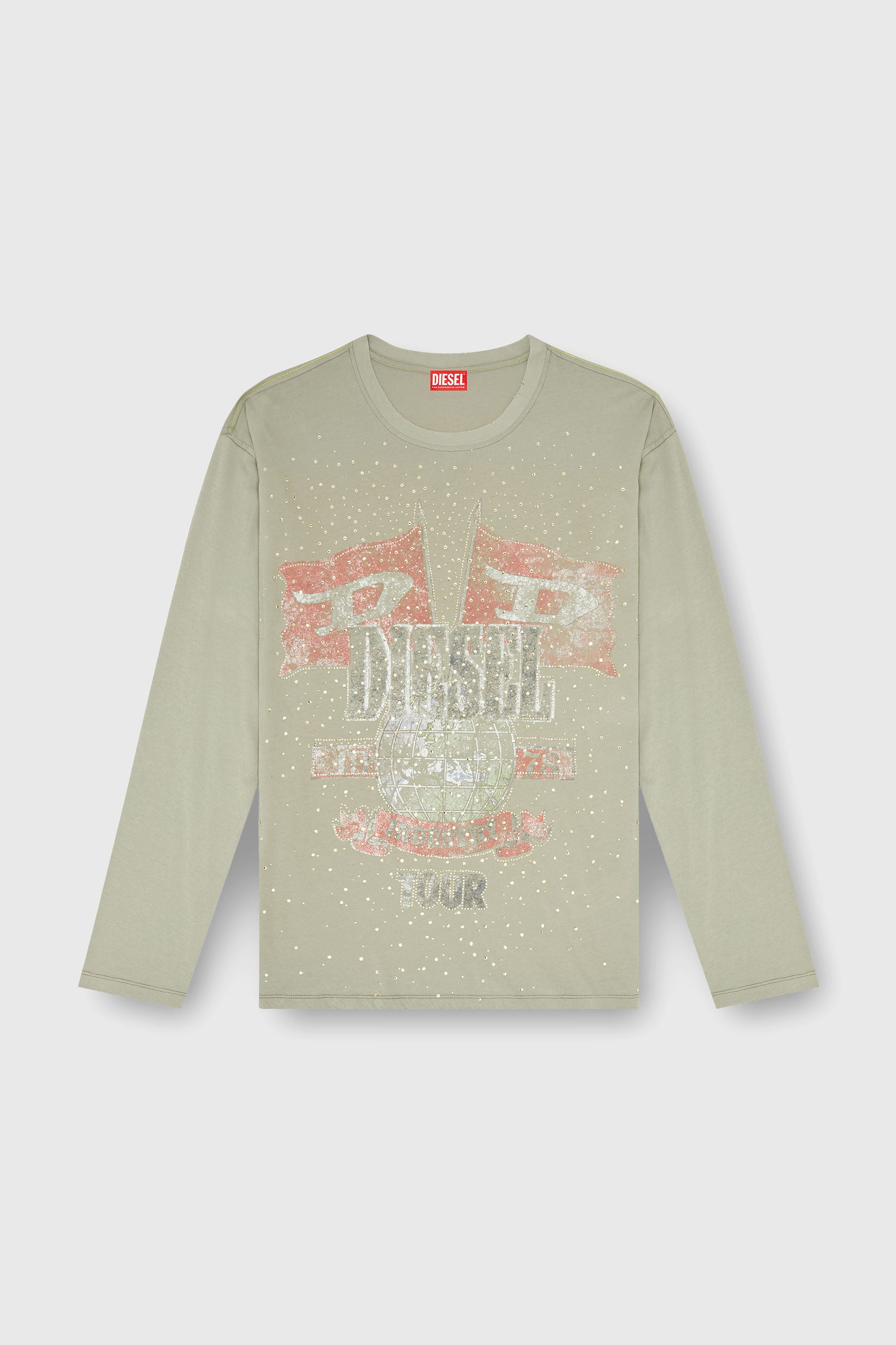 Diesel - T-GERI-LS-A, Male's Long-sleeve T-shirt with concert graphics and crystals in null - 2