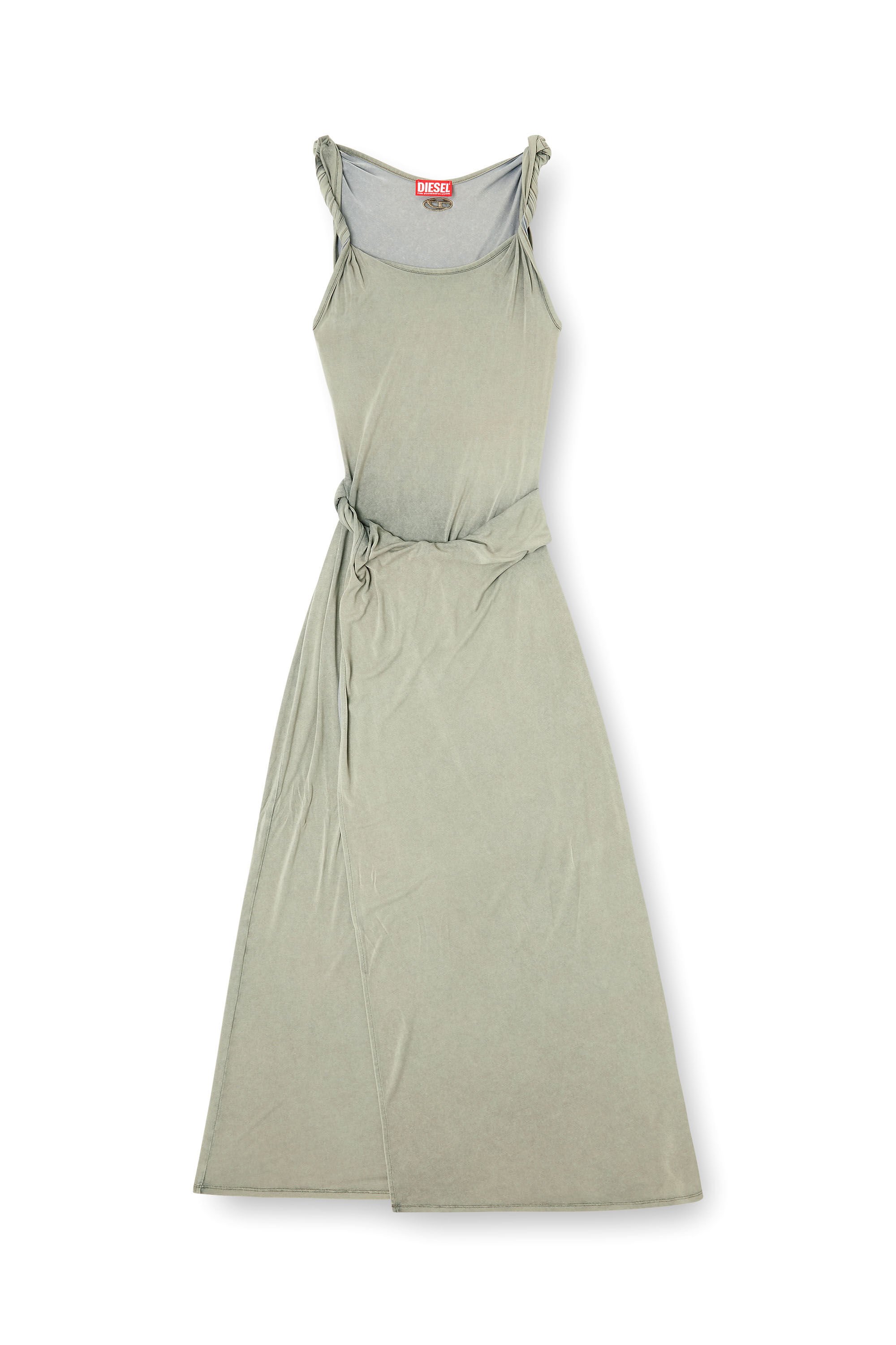 Diesel - D-ESTIGA-S1, Female's Jersey maxi dress with twisted details in オリーブグリーン - 2