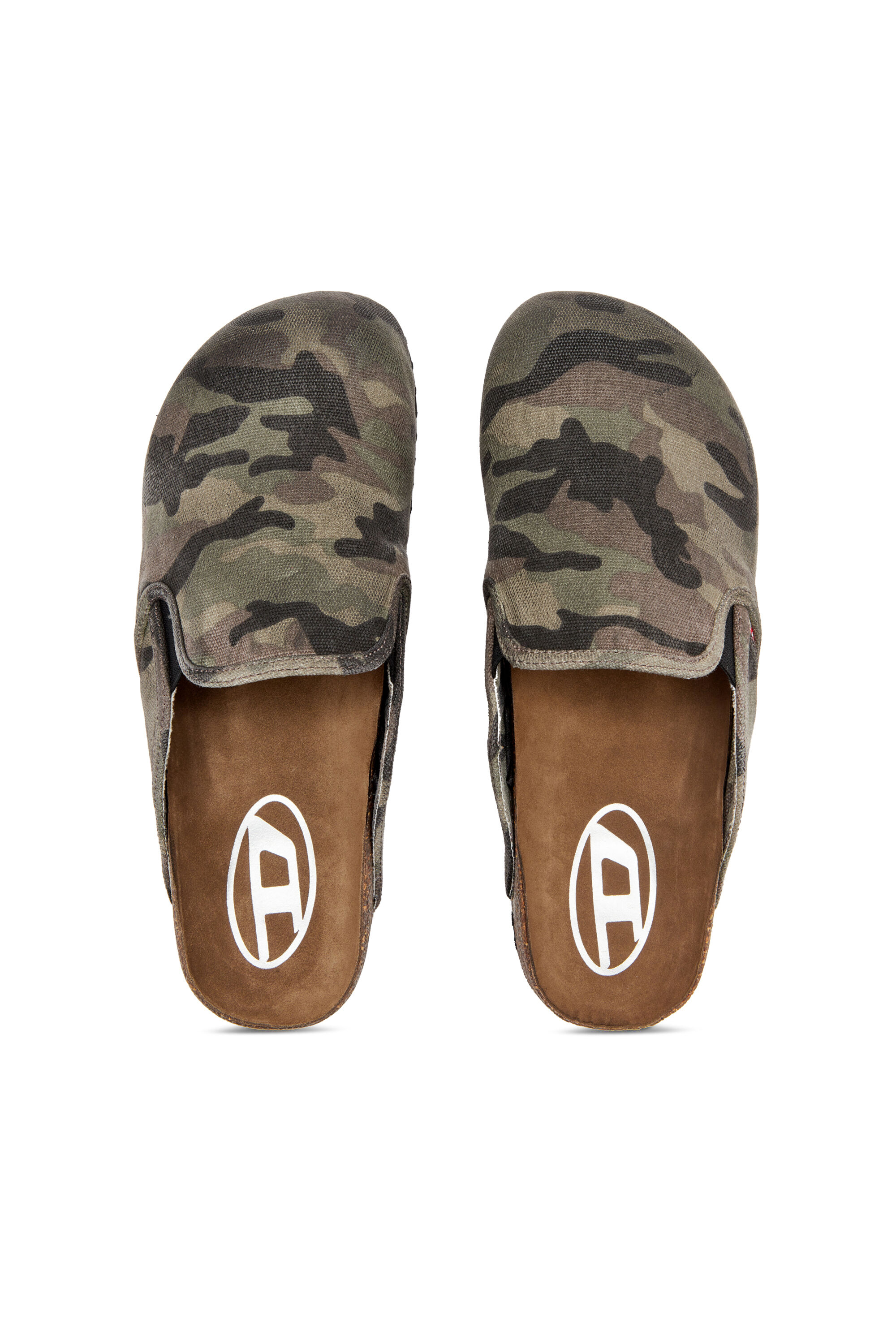 Diesel - D-WOODSTOCK SLIP-ON, Male's D-Woodstock-Camo-canvas mules in ミリタリーグリーン - 5